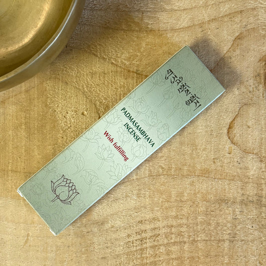 Gangchen Himalayan Padmasambhava Wish Fulfilling incense sticks with holder, handmade in Nepal.