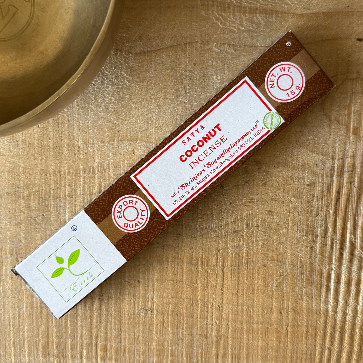 Satya Coconut incense sticks 15g pack with a sweet tropical coconut-inspired fragrance for home, meditation and relaxation.