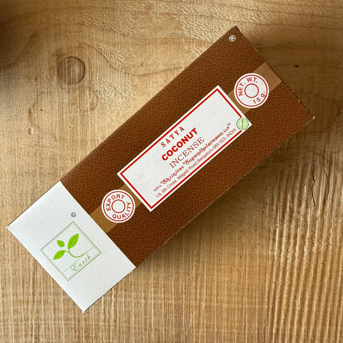 Satya Coconut incense sticks 15g pack with a sweet tropical coconut-inspired fragrance for home, meditation and relaxation.