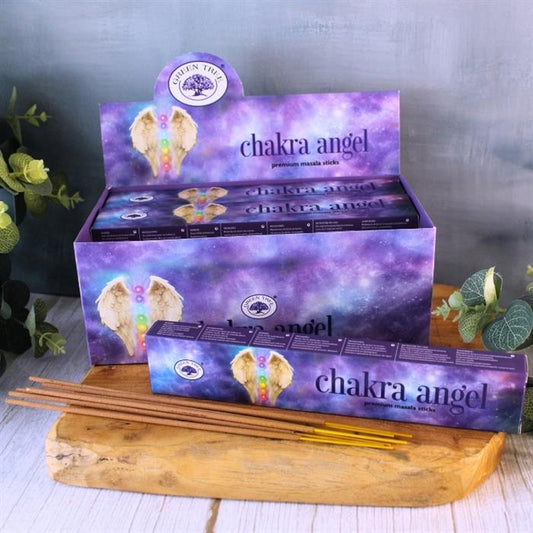 Bring balance to your energy and awaken higher awareness with Green Tree Chakra Angel Hand Rolled Natural Incense Sticks. Handcrafted in India using traditional methods, these incense sticks are created to harmonize the Crown Chakra (Sahasrara)—the seventh chakra, located at the crown of the head, associated with wisdom, connection, and enlightenment.