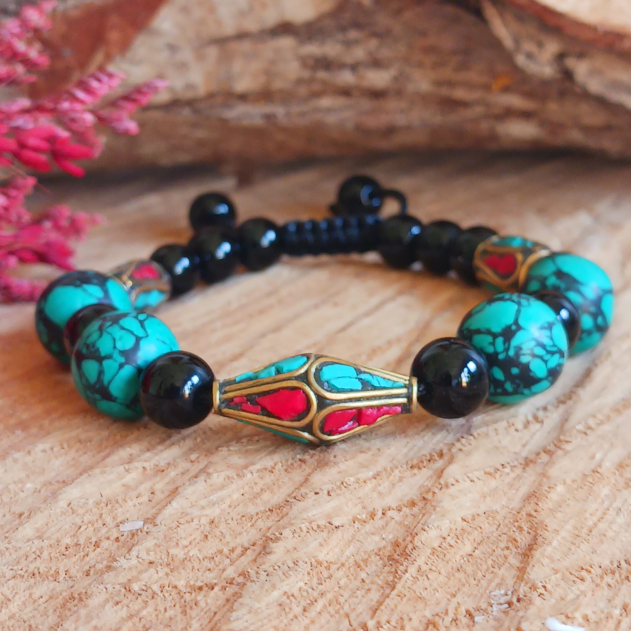Men's African Green Opal Bead Bracelet, Adjustable – LynnToddDesigns