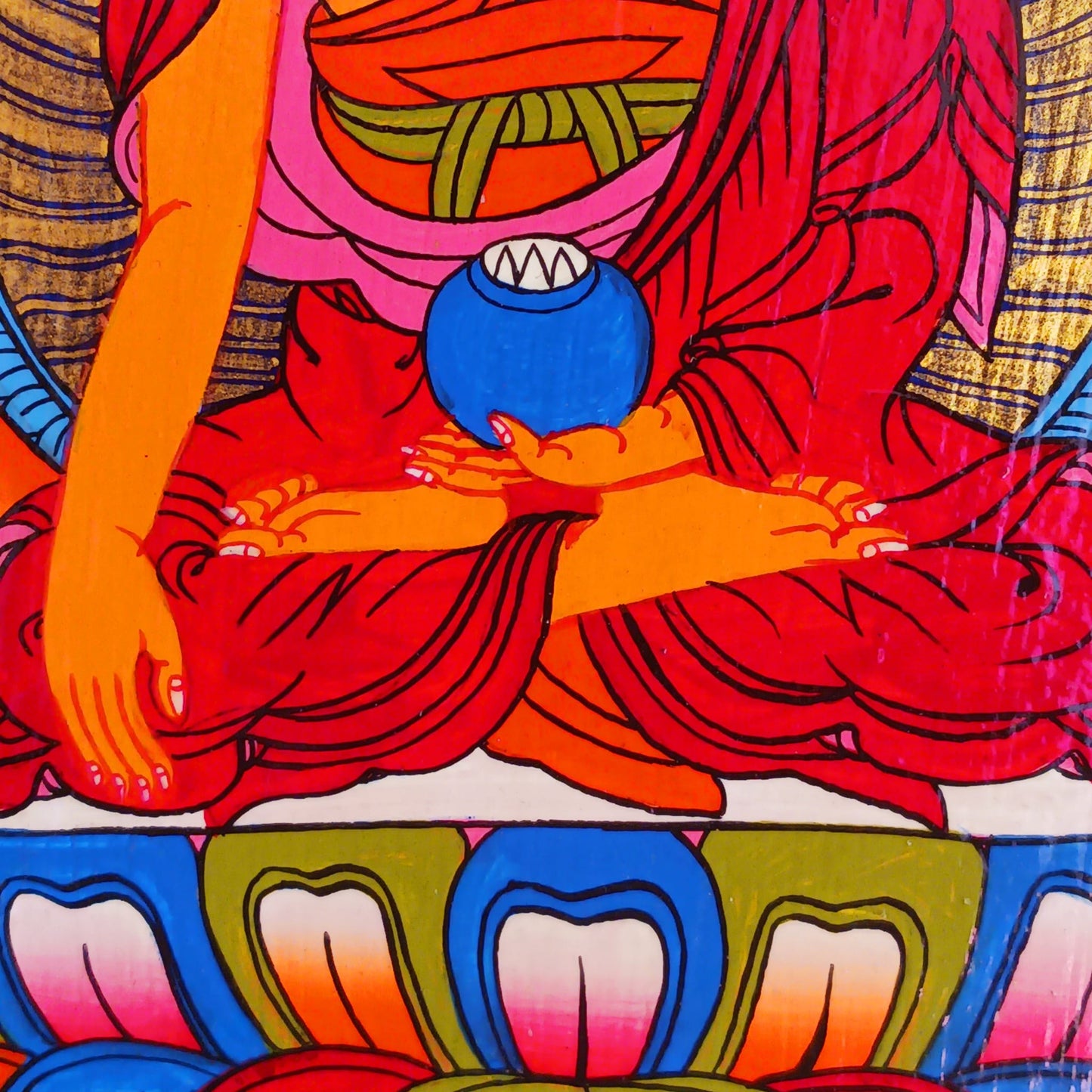 Tibetan Buddha Painting | Wooden Wall Hanging 41cm x 30cm x 2.5cm