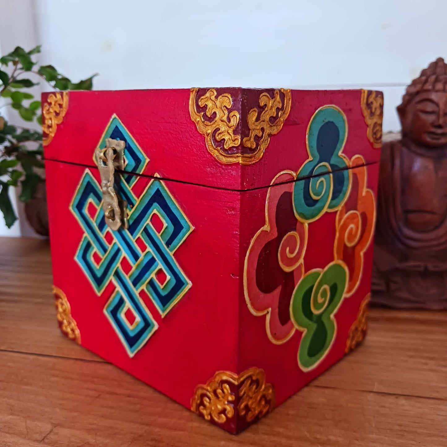 Square Hand painted  Tibetan  Box 15cm