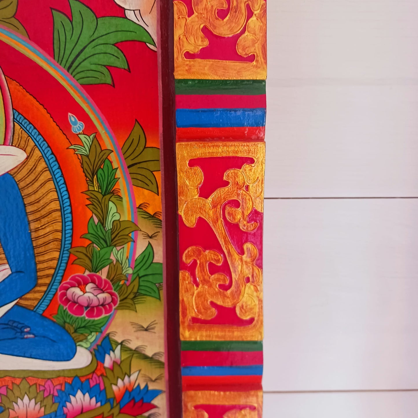 Tibetan Yab Yum Painting | Wooden Wall Hanging 41cm x 30cm x 2.5cm