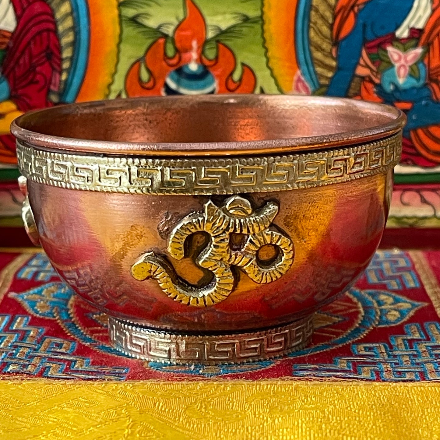 Om incense Holder Copper & Brass bowl 4.5 x 8cm
