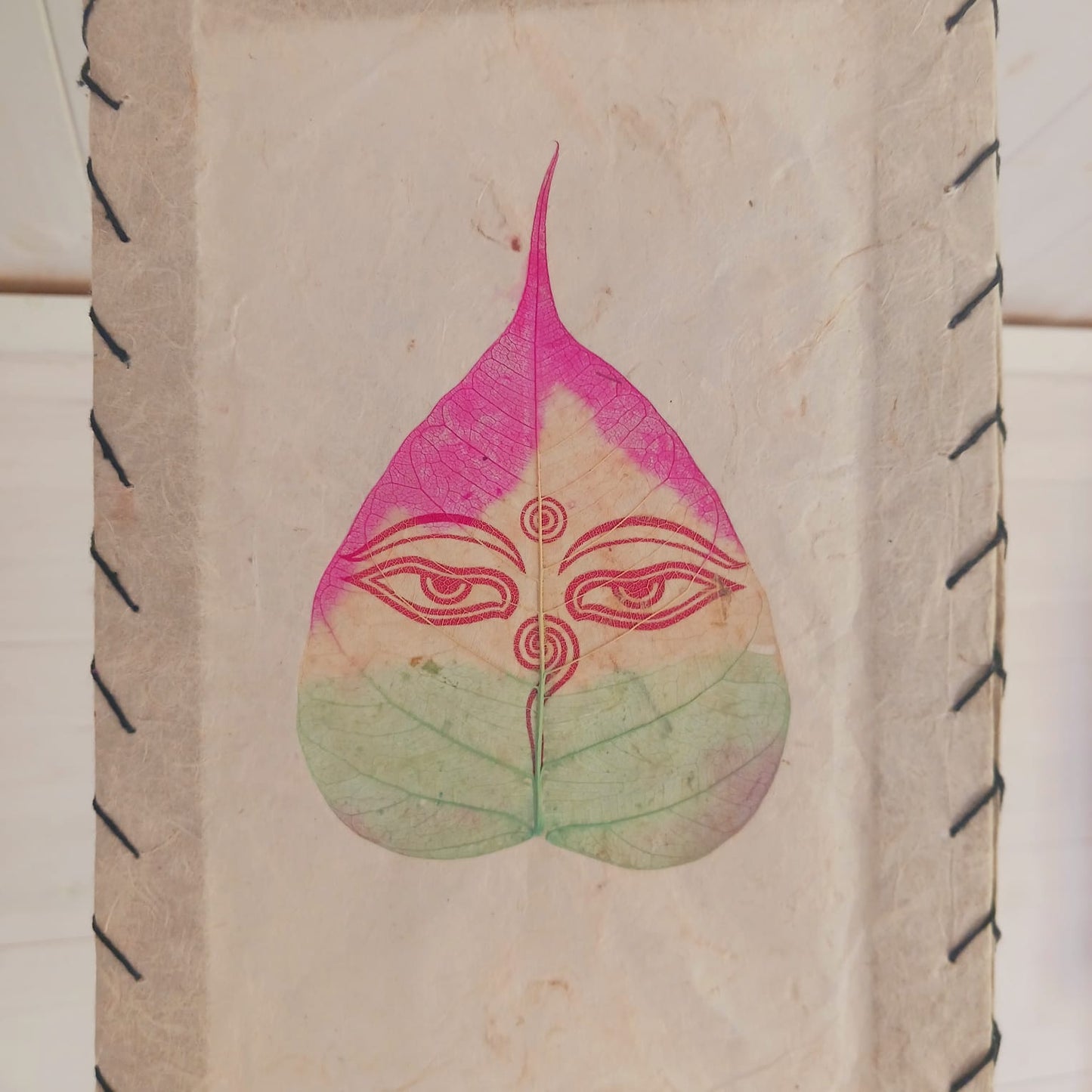 Lokta Paper Nepalese Lampshade | Wisdom Eyes on Bodhi Leaves