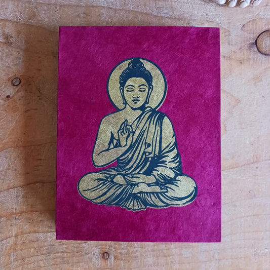 Discover the charm of Himalayan craftsmanship with our Beautifully Coloured and Decorated Buddha Notebooks, handcrafted from authentic Lokta paper. Lokta paper making is a centuries-old tradition from the high-altitude forests of Nepal, where the fast-growing Lokta bush regenerates quickly, making it an eco-friendly, sustainable resource.