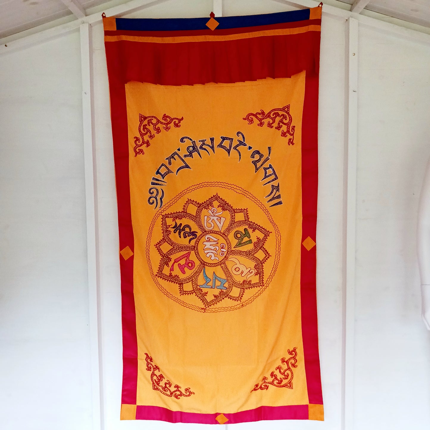 Invite peace, protection, and spiritual harmony into your space with this Handmade Tibetan Door Curtain featuring the sacred “Om Mani Padme Hum” mantra. Crafted with care by skilled artisans, this traditional curtain is more than décor—it is a meaningful symbol of compassion and mindfulness.