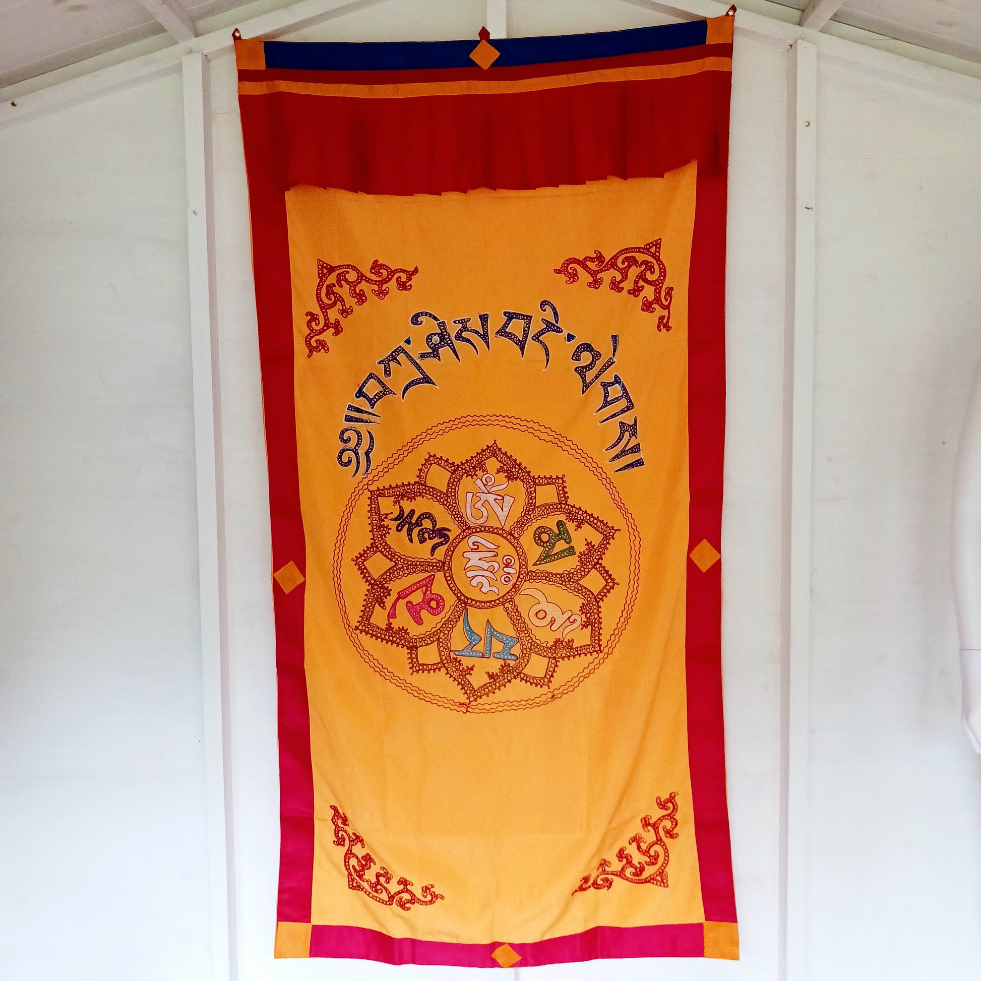 Invite peace, protection, and spiritual harmony into your space with this Handmade Tibetan Door Curtain featuring the sacred “Om Mani Padme Hum” mantra. Crafted with care by skilled artisans, this traditional curtain is more than décor—it is a meaningful symbol of compassion and mindfulness.