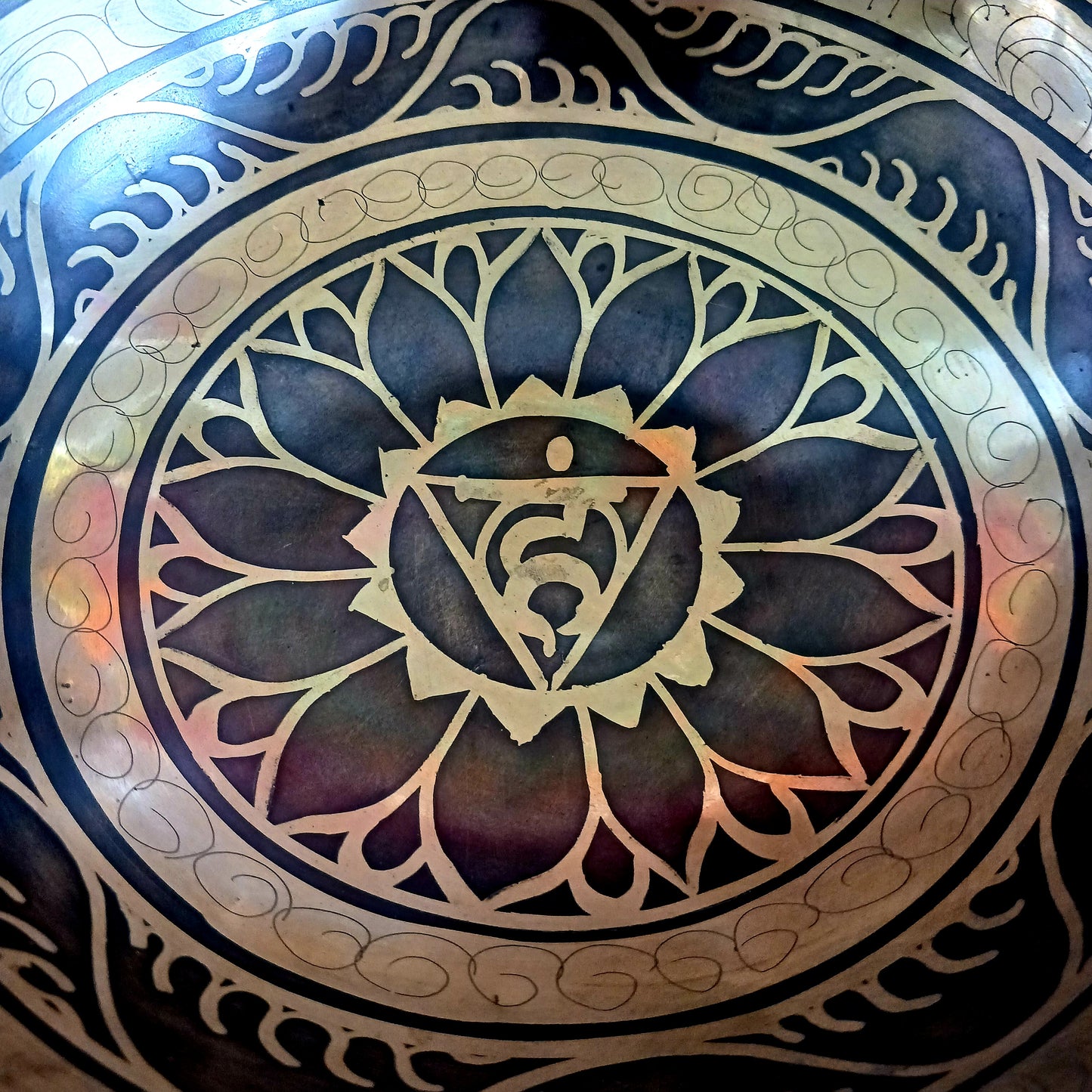 This beautifully crafted Tibetan Singing Bowl is machine made and delicately etched with the sacred Om Mantra, symbolizing universal connection and inner peace. Each bowl is unique in its artistry and design. Traditionally used for meditation and healing, singing bowls help restore harmony between body, mind, and soul.