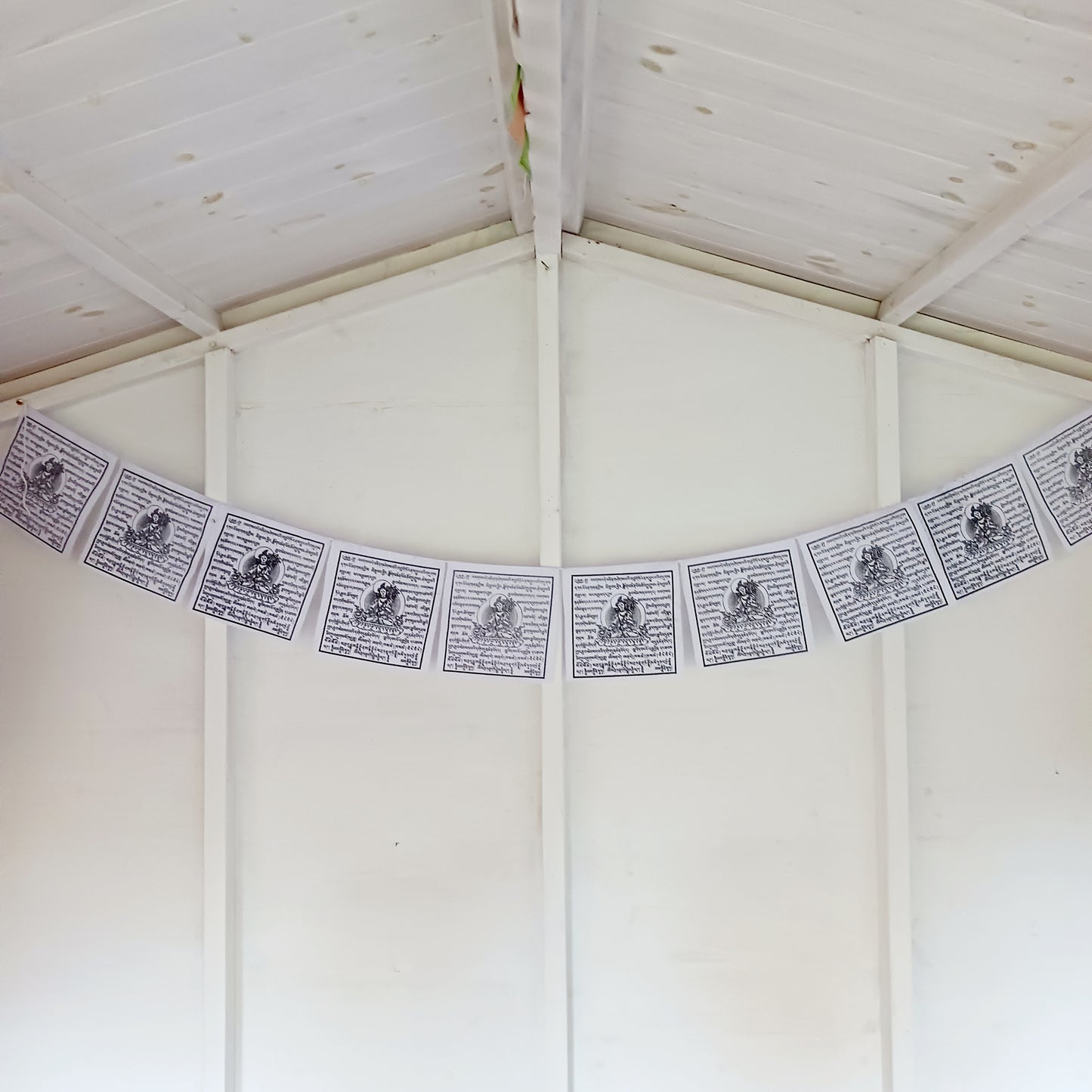 Experience the soothing and healing energy of White Tara with our White Tara Mantra Prayer Flags. Each flag features the sacred White Tara mantra, invoking compassion, healing, and spiritual well-being. Hang them in your home, meditation space, or garden, and let the gentle flutter of the flags carry the transformative vibrations of White Tara, spreading blessings and positive energy.