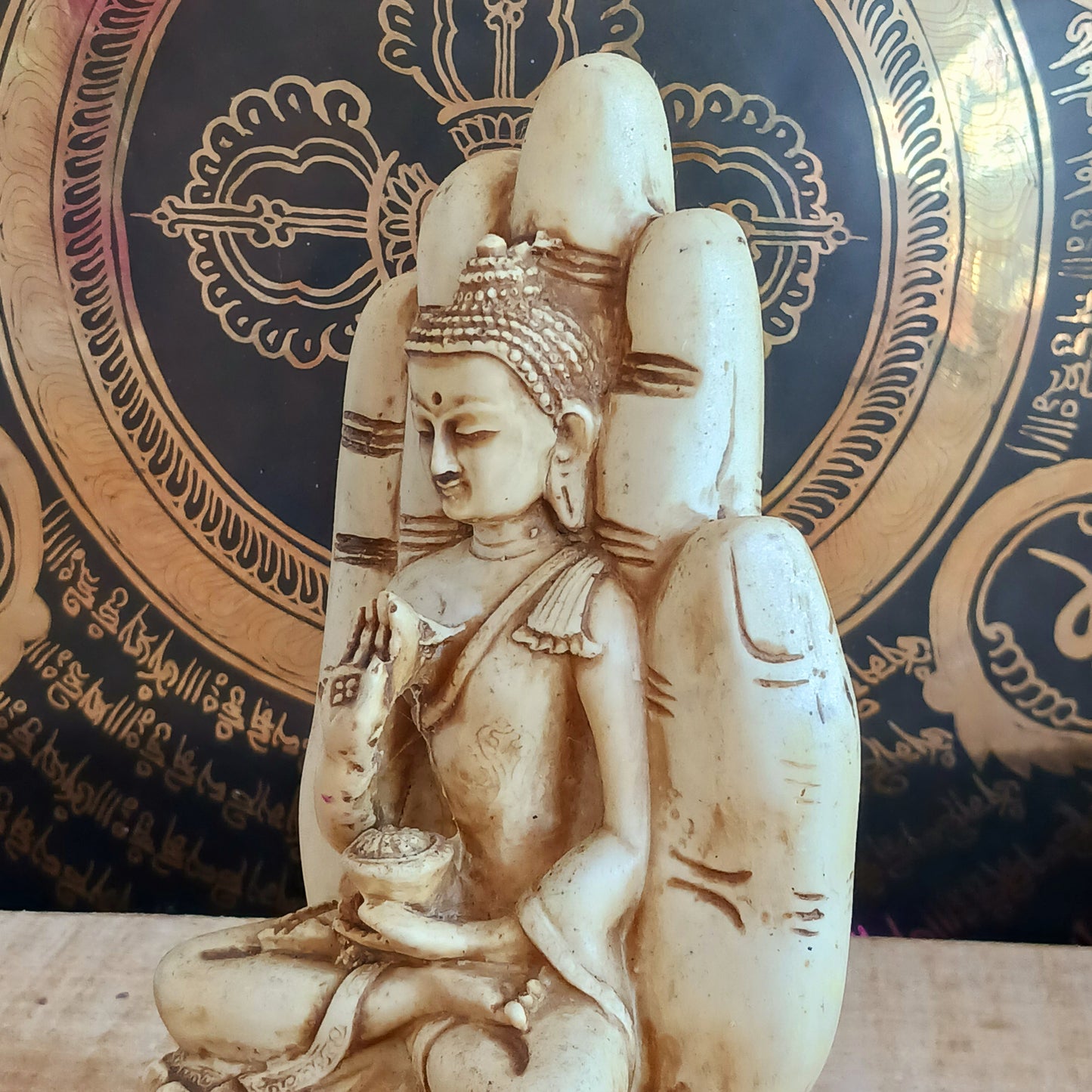 Bring clarity and spiritual success home with this Amoghasiddhi statue—Buddha of mastery, wisdom, and unobstructed success.