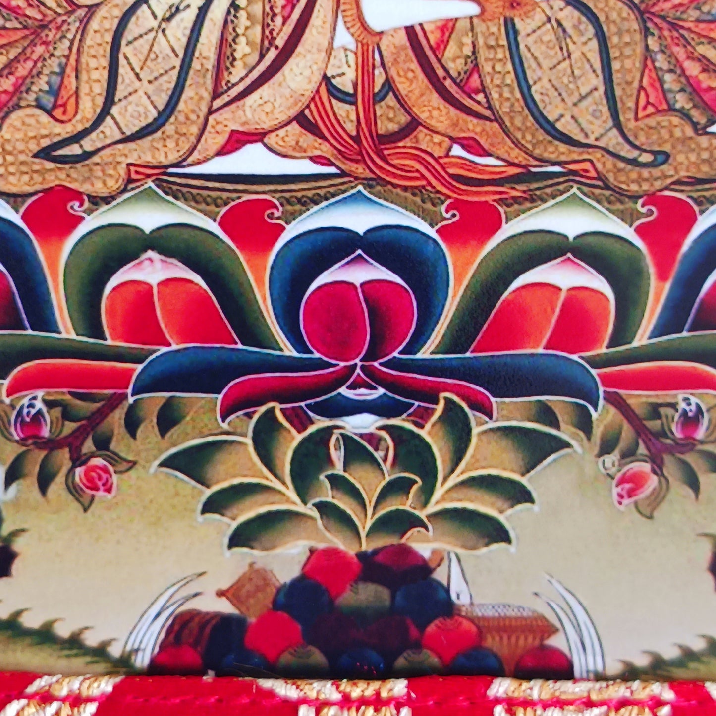 Small Vajrasattva thangka with silk brocade frame. A sacred symbol of purification in Tibetan Buddhism. Ideal for altars, gifts, or meditation practice.