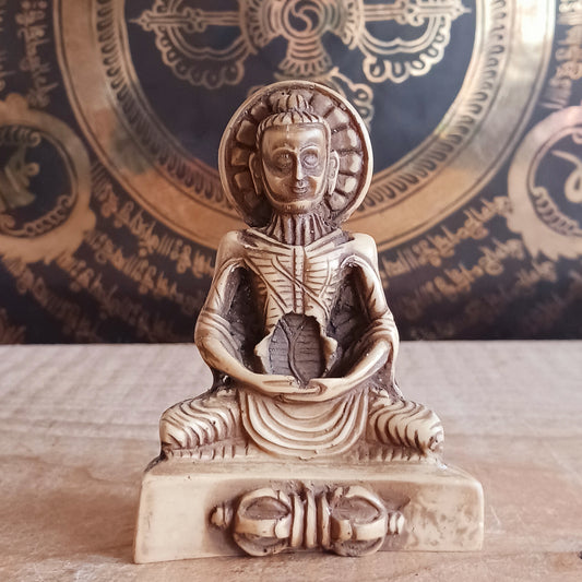 This Deep Meditation Buddha Statue, also known as the Fasting Buddha or Hungry Buddha, is a striking portrayal of Prince Siddhartha’s unwavering dedication to attaining enlightenment. The statue captures the transformative moment in his journey, where he practiced six years of severe austerities and intense meditation, reducing his body to skin and bones.