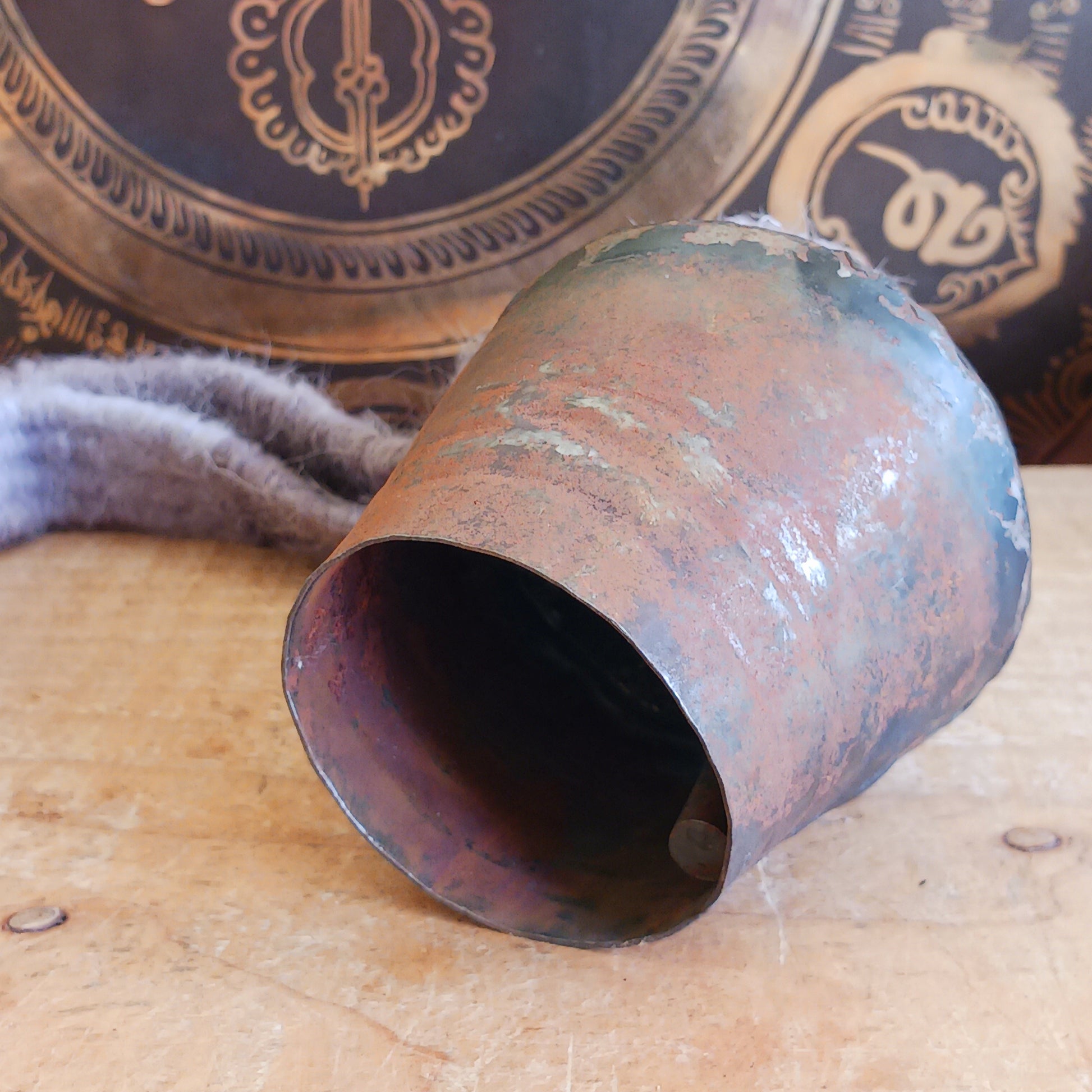 Bring the authentic charm of the Himalayas into your home with this handcrafted Nepalese Yak Bell. Traditionally used by yak herders in Nepal and Tibet, these distinctive bells were hung around the necks of yaks to help locate animals grazing across mountainous landscapes.