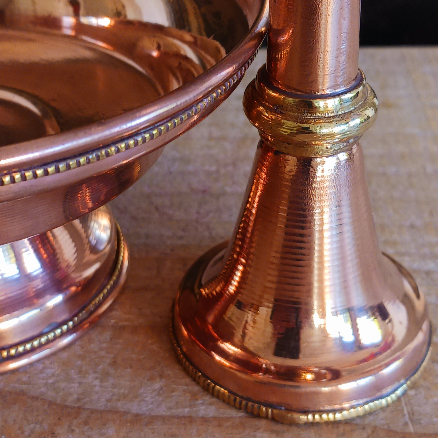 Immerse yourself in the sacred traditions of Tibetan Buddhism with this Traditional Tibetan Buddhist Copper Serkyem Set. Expertly crafted from high-quality copper, this ritual offering set is an essential tool used during pujas, deity offerings, and ceremonial practices.