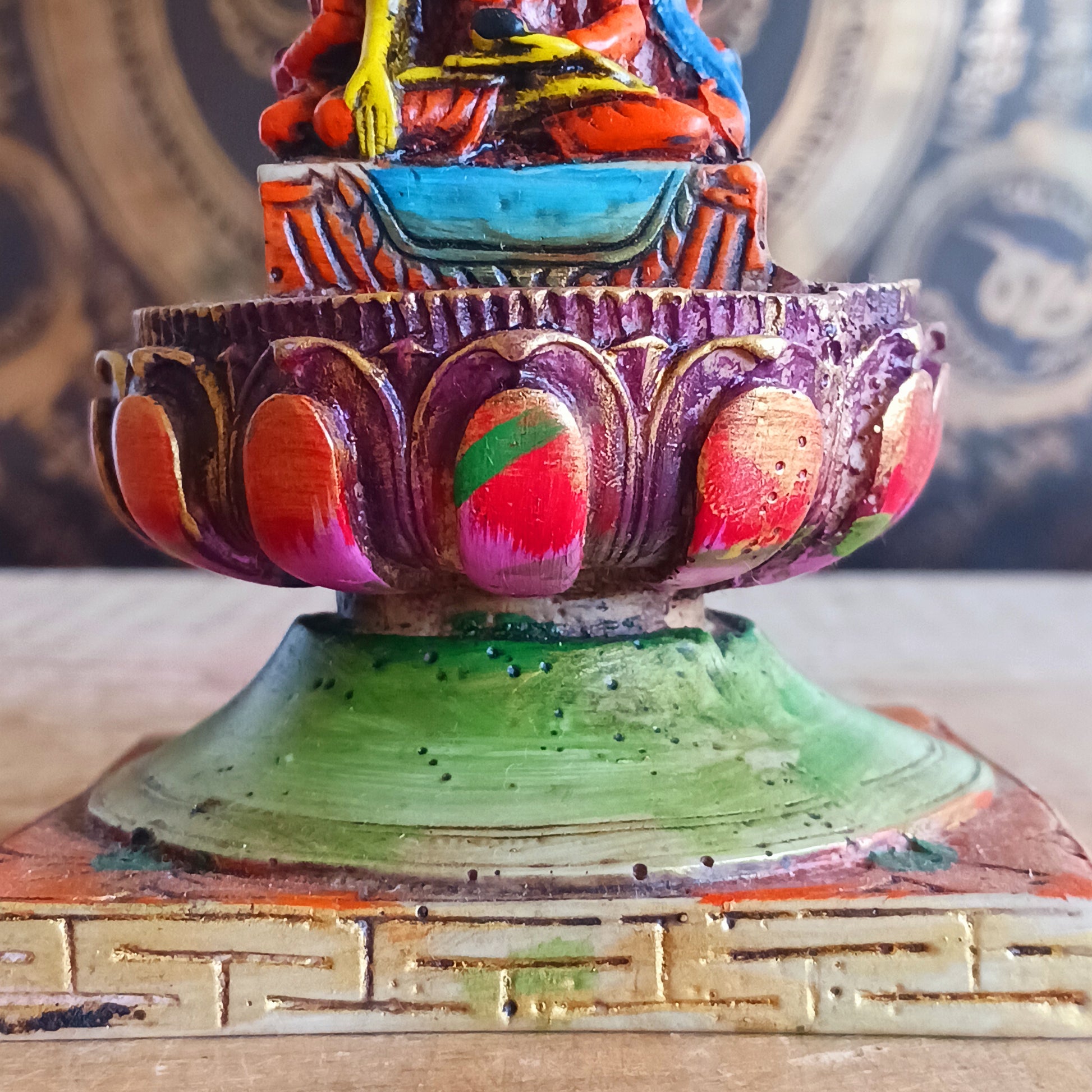 Bring serenity and spiritual symbolism into your space with this unique hand-painted Meditating Buddha Resin Stupa. Crafted with exquisite attention to detail, each piece is adorned in vibrant, uplifting colours that highlight its sacred design.