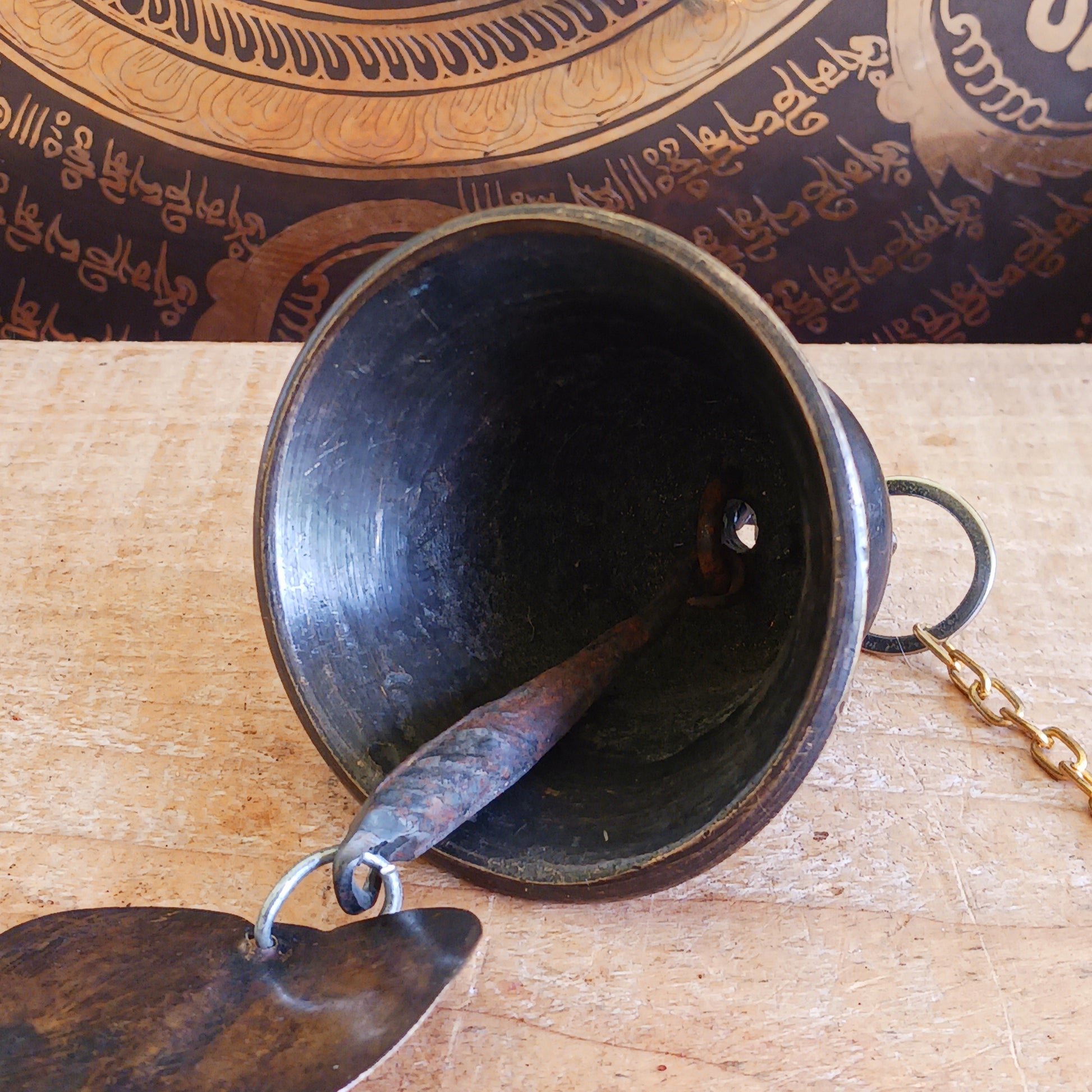 Bring a sense of peace and tradition to your home or garden with this beautifully handcrafted Brass Temple Hanging Bell with Bodhi Leaf. Made by skilled artisans in Nepal using traditional techniques, this elegant bell features a classic temple bell design paired with a decorative brass Bodhi leaf, a symbol of wisdom, enlightenment, and spiritual growth.