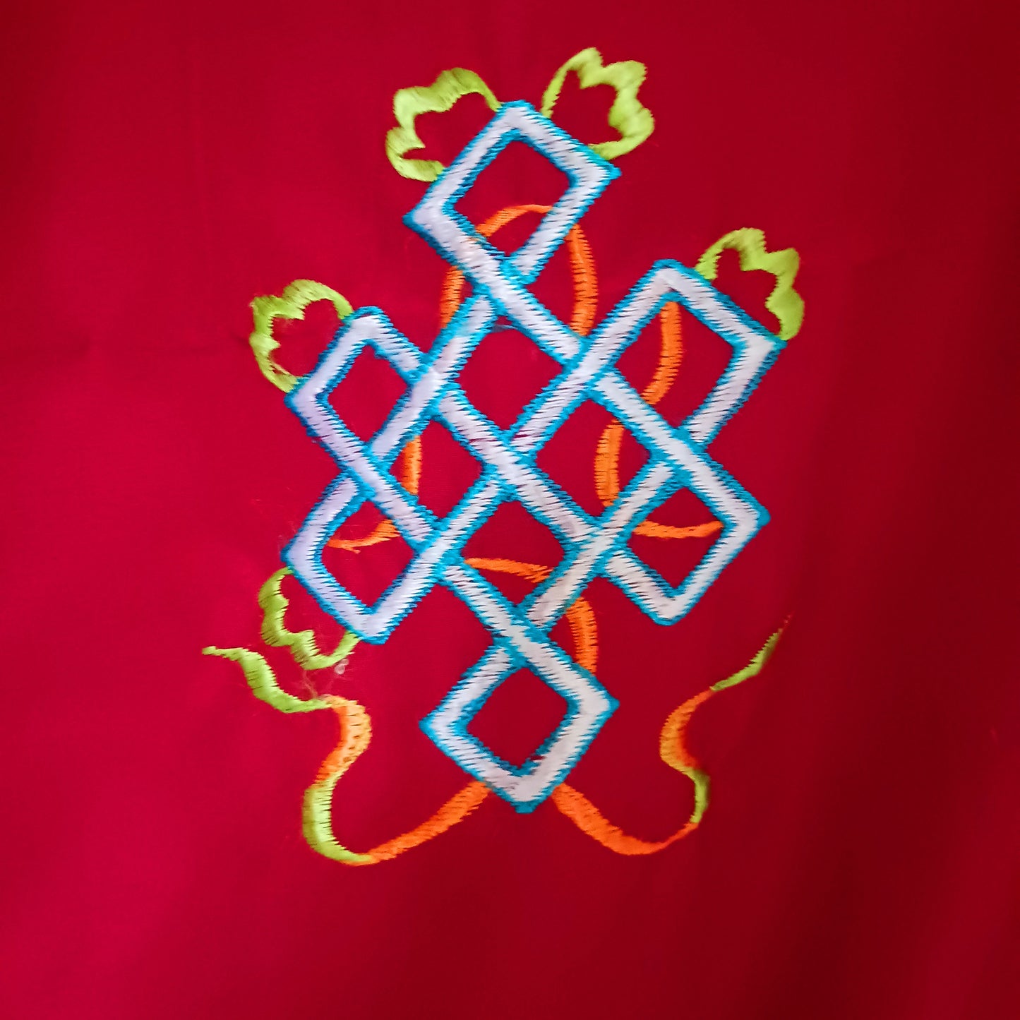 Bring harmony, beauty, and traditional craftsmanship into your space with this hand-embroidered Tibetan Buddhist door curtain, adorned with the sacred Eight Auspicious Symbols, also known as The Eight Jewels. Each symbol is intricately stitched to represent blessings of prosperity, protection, wisdom, and spiritual awakening.