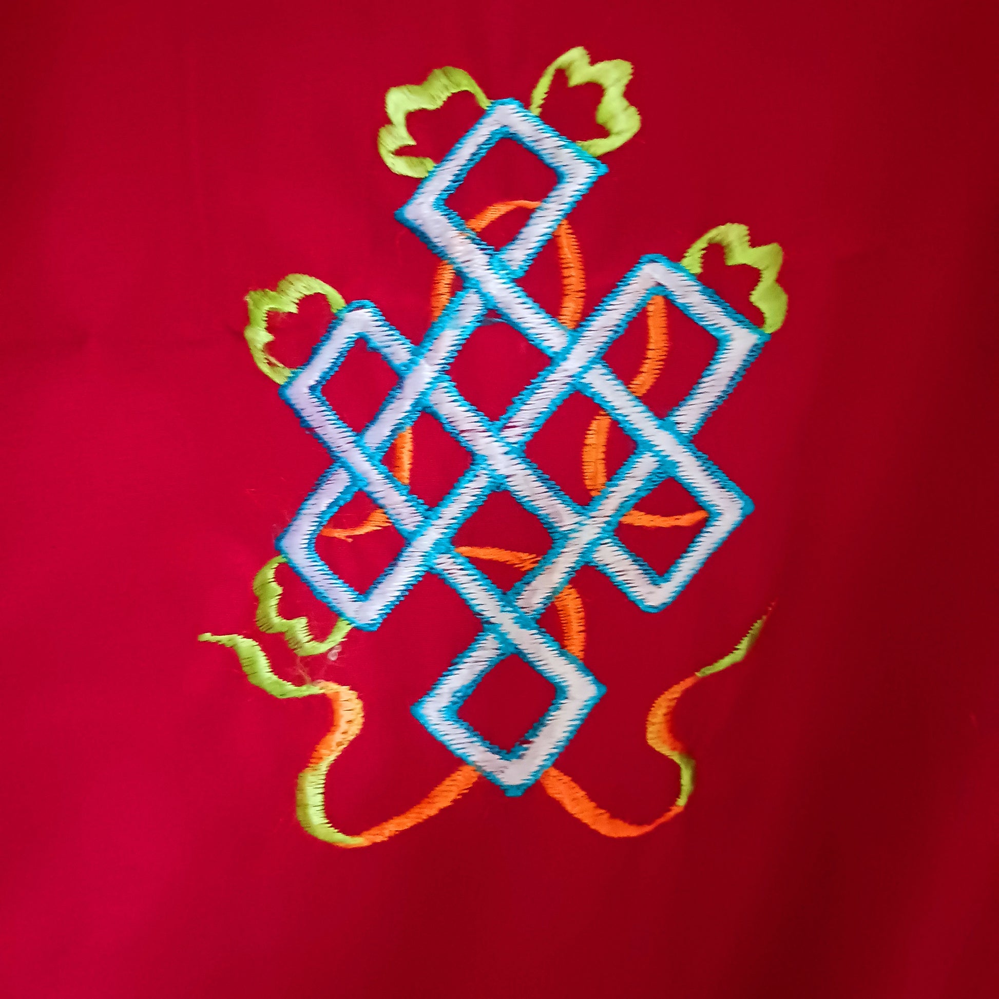 Bring harmony, beauty, and traditional craftsmanship into your space with this hand-embroidered Tibetan Buddhist door curtain, adorned with the sacred Eight Auspicious Symbols, also known as The Eight Jewels. Each symbol is intricately stitched to represent blessings of prosperity, protection, wisdom, and spiritual awakening.