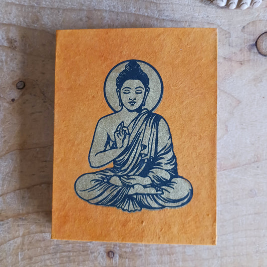 Discover the charm of Himalayan craftsmanship with our Beautifully Coloured and Decorated Buddha Notebooks, handcrafted from authentic Lokta paper. Lokta paper making is a centuries-old tradition from the high-altitude forests of Nepal, where the fast-growing Lokta bush regenerates quickly, making it an eco-friendly, sustainable resource.