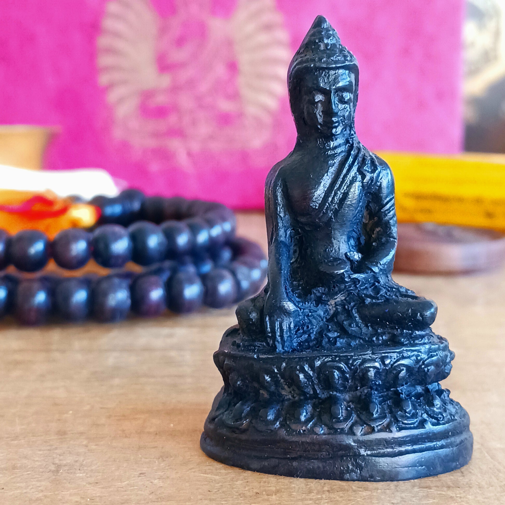 Elevate your meditation and Puja practice wherever your journey takes you. This Handmade Nepalese Buddhist Travelling Altar Set provides a complete, compact sacred space for spiritual grounding on the road or away from home.