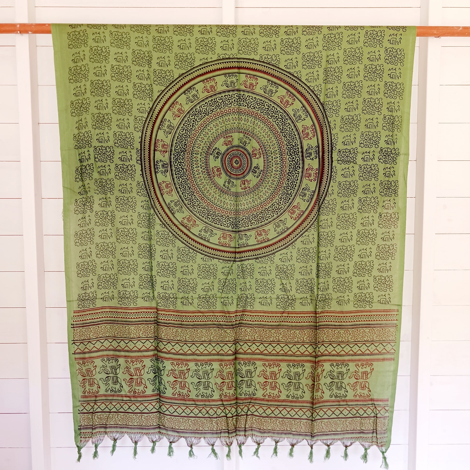 Wrap yourself in the luxurious softness of our Elephant Mandala Prayer Shawl, a beautifully handcrafted lightweight scarf designed for comfort, meditation, and everyday style. Featuring an intricate elephant mandala and traditional Hindu-inspired prayer motifs, each shawl is hand printed using hand-carved wooden blocks, creating a unique artisan finish.