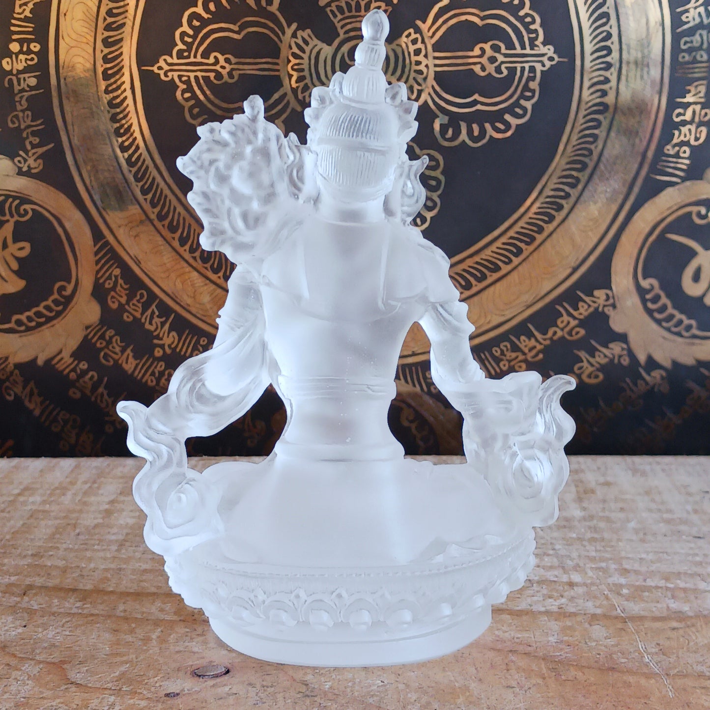 Invite peace, healing, and the sacred feminine into your space with this exquisite Transparent White Tara Statue. Expertly crafted from high-quality glazed glass, this statue beautifully embodies White Tara, a revered female Buddha in Tibetan Buddhism known for her compassion, wisdom, and healing powers.