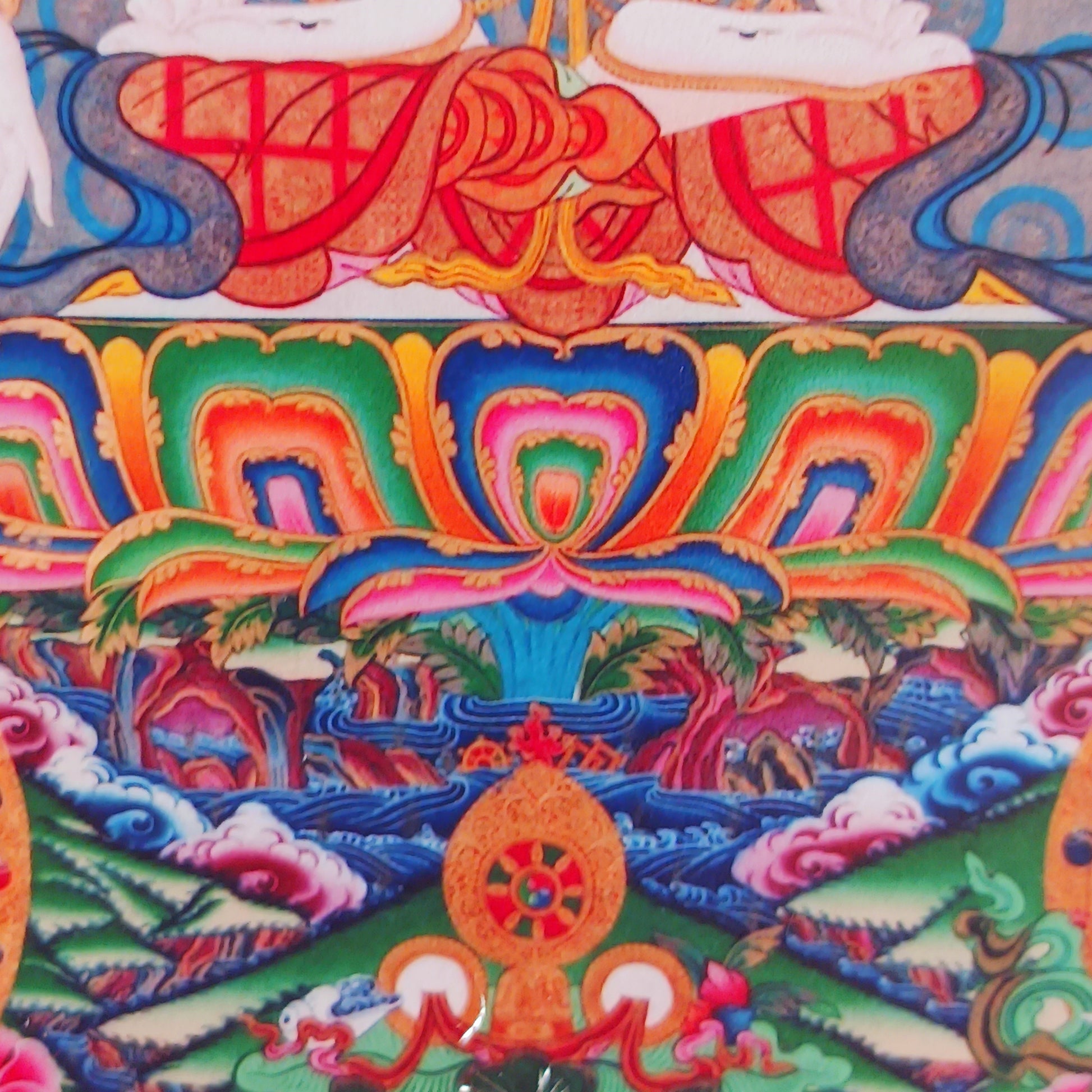Beautiful small thangka of White Tara with silk brocade. Symbol of purity, compassion & longevity. Ideal for meditation, altar, or spiritual décor.