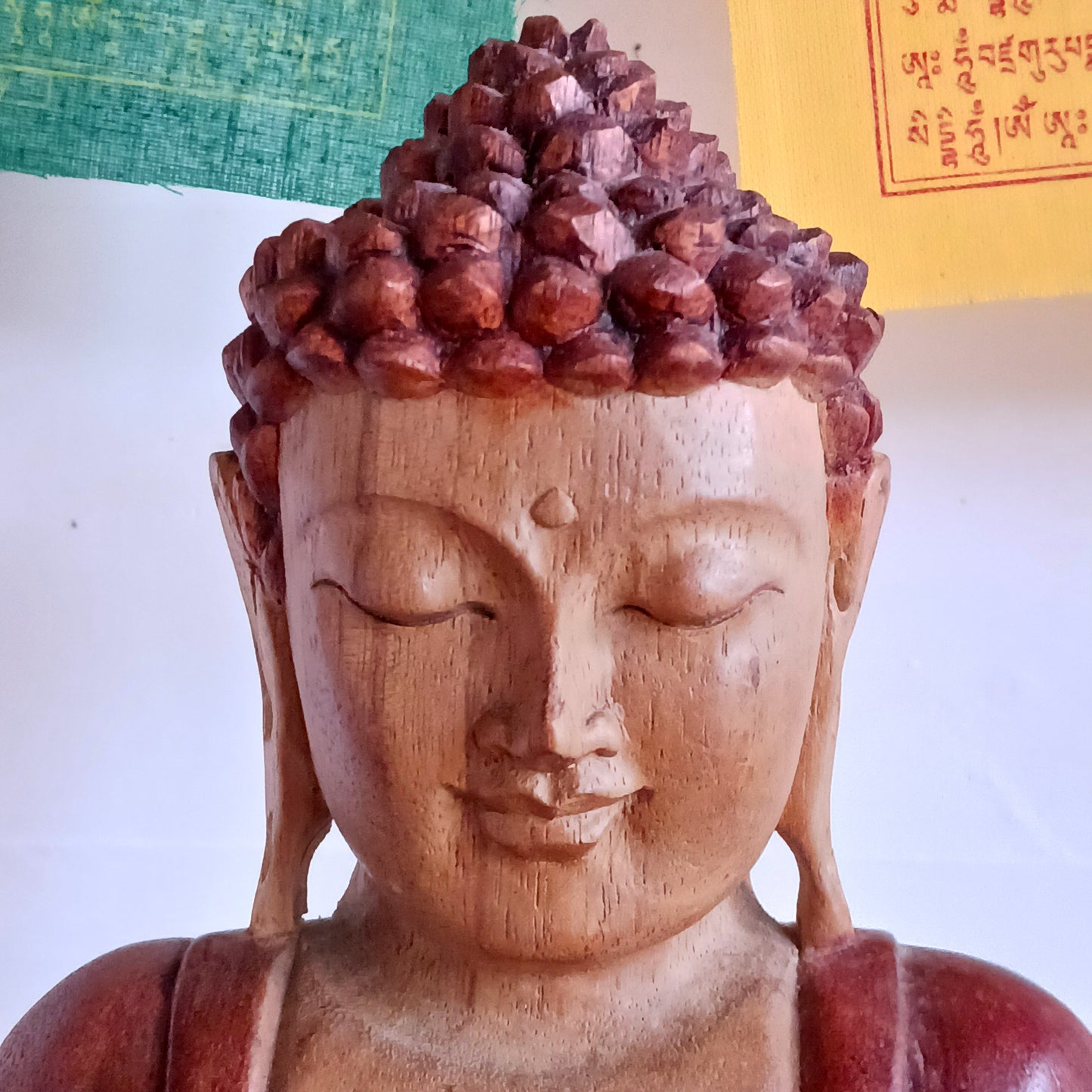 Bring calm, wisdom, and mindful intention into your space with this beautifully serene Teaching Buddha statue, hand-carved from sustainable Suar wood (Albizia Saman), a fast-growing and responsibly cultivated hardwood.