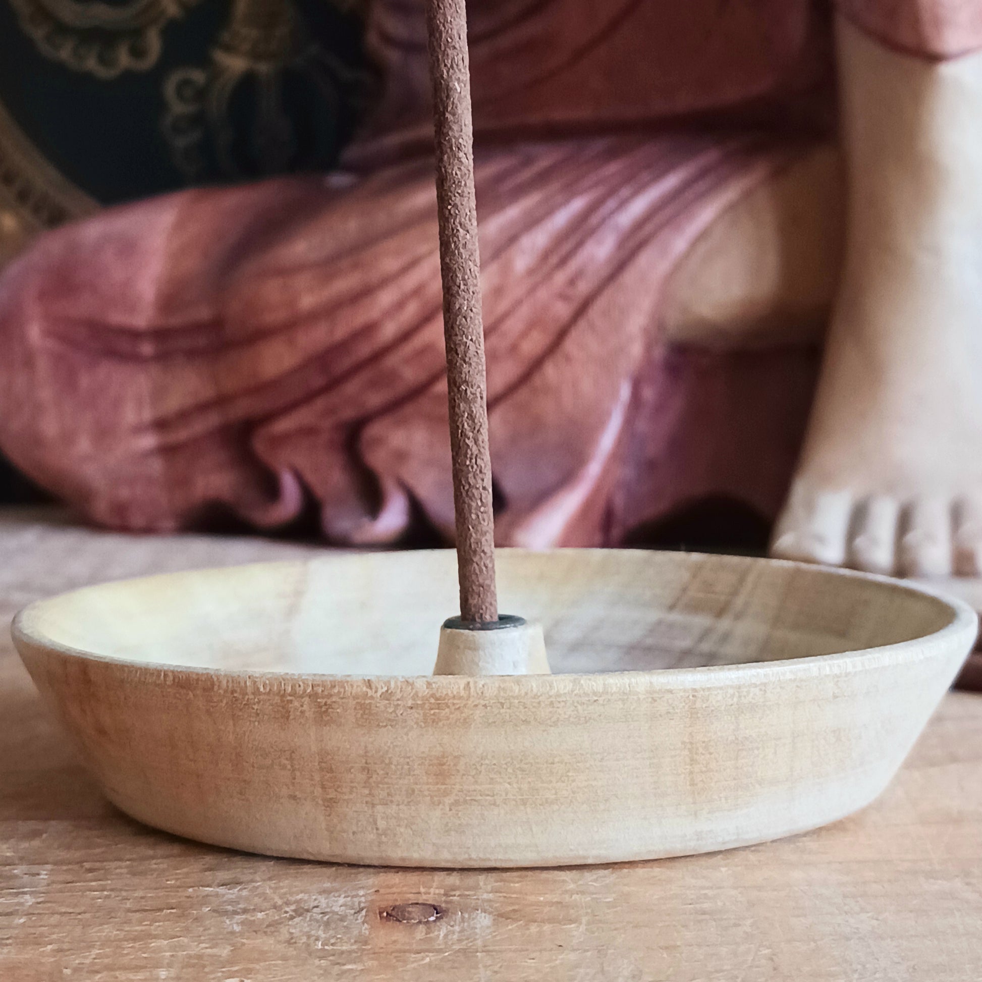 Bring a touch of Himalayan craftsmanship into your space with this beautifully hand-carved incense holder, crafted from a single piece of yellow wood sourced in Nepal. Each piece is skilfully shaped by local artisans, giving it its own natural character and charm.