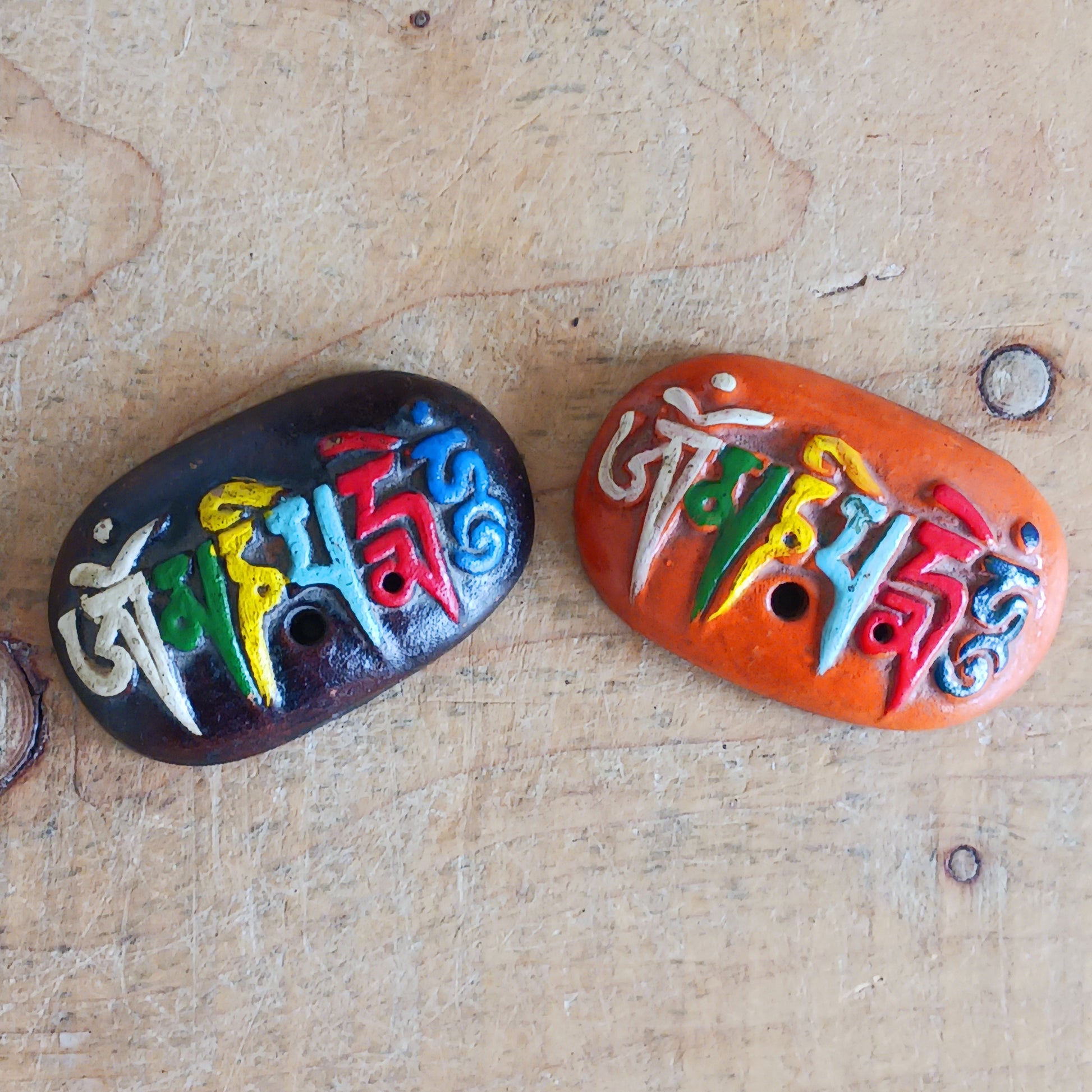 Handmade and hand painted by skilled Nepali artisans, these traditional clay incense holders are designed for both Tibetan and Indian incense sticks.