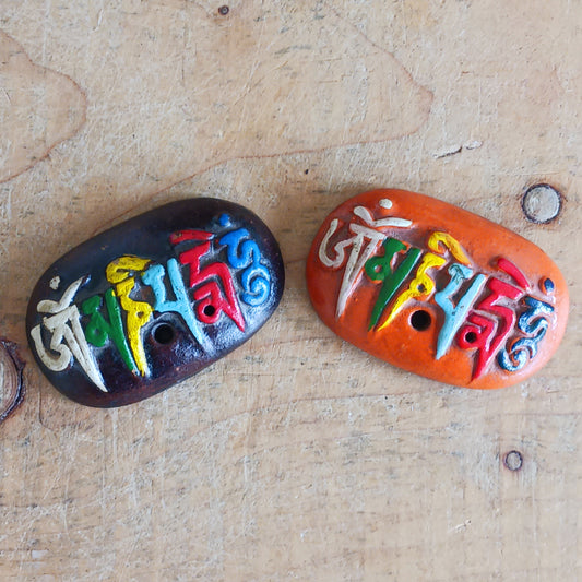 Handmade and hand painted by skilled Nepali artisans, these traditional clay incense holders are designed for both Tibetan and Indian incense sticks.