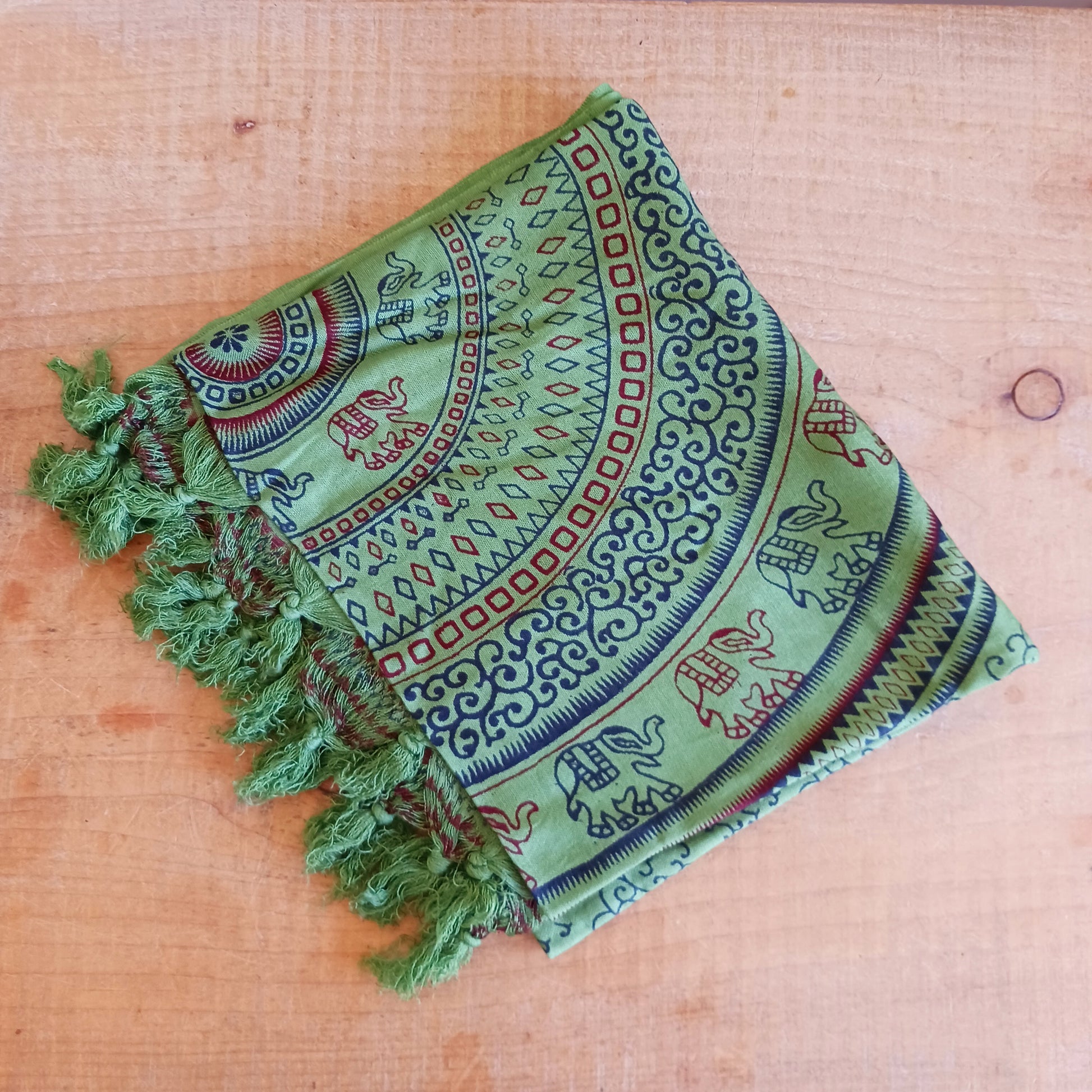 Wrap yourself in the luxurious softness of our Elephant Mandala Prayer Shawl, a beautifully handcrafted lightweight scarf designed for comfort, meditation, and everyday style. Featuring an intricate elephant mandala and traditional Hindu-inspired prayer motifs, each shawl is hand printed using hand-carved wooden blocks, creating a unique artisan finish.