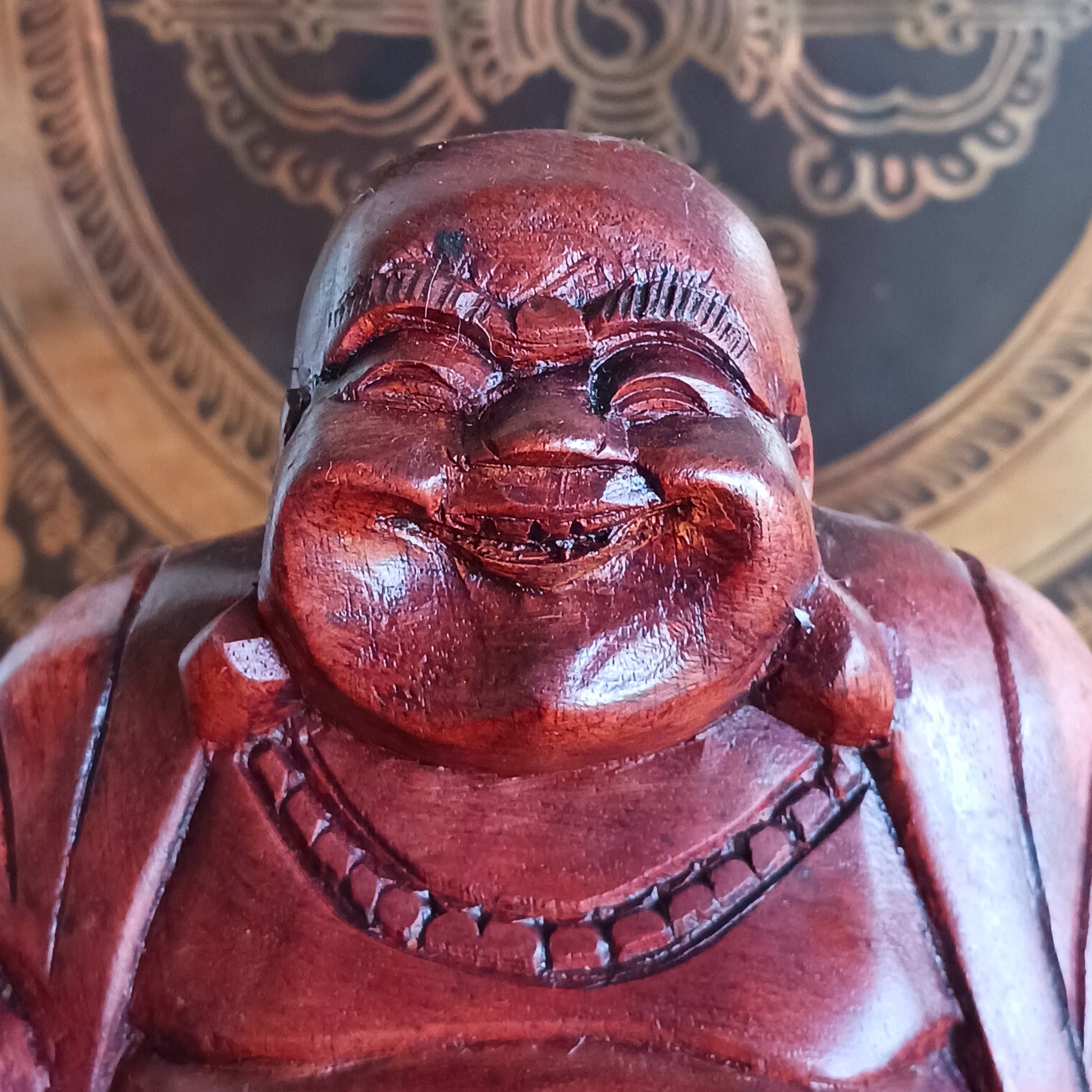 Bring joy and good fortune into your space with this exquisite hand-carved Laughing Buddha statue. Known as Budai in Chinese culture, this beloved figure represents contentment, abundance, and spiritual well-being.