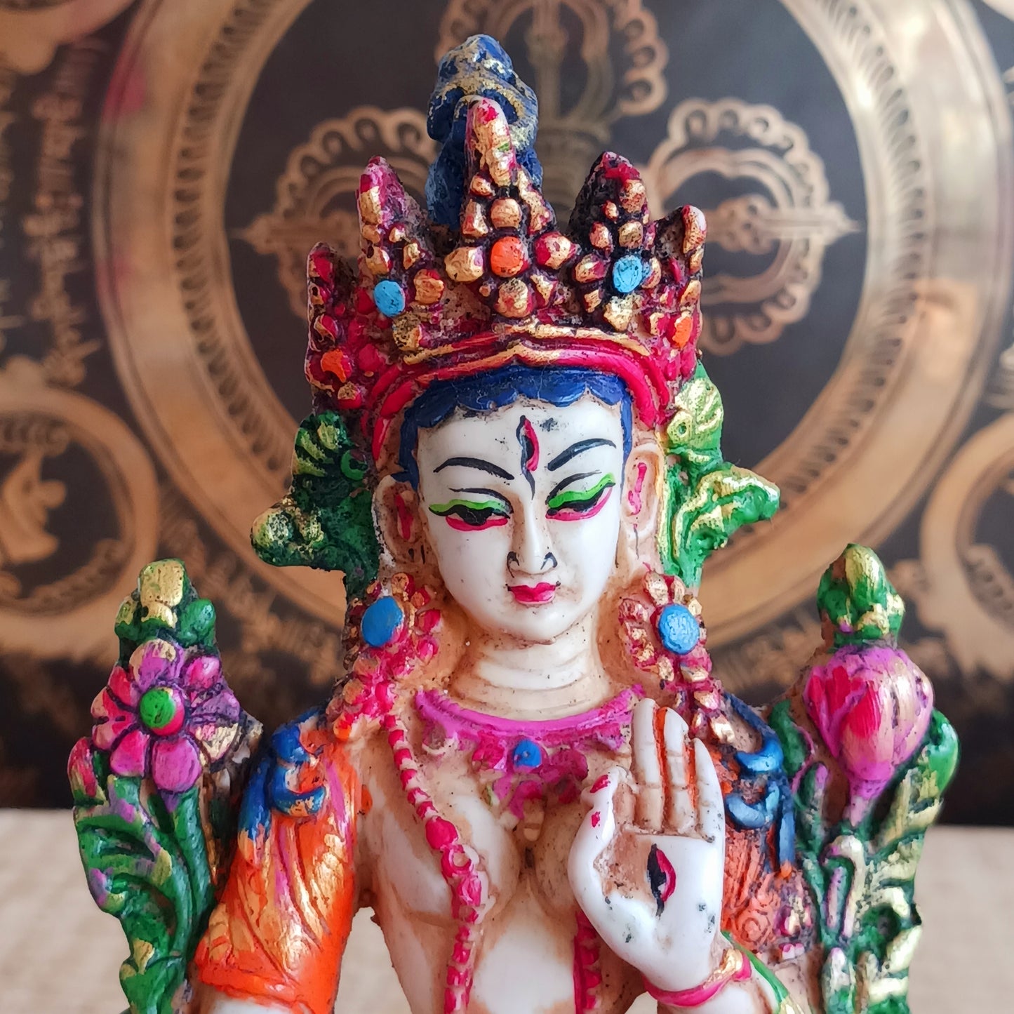 Discover this handcrafted White Tara statue from Nepal, symbolizing healing, compassion, and serenity—perfect for your altar or sacred space.