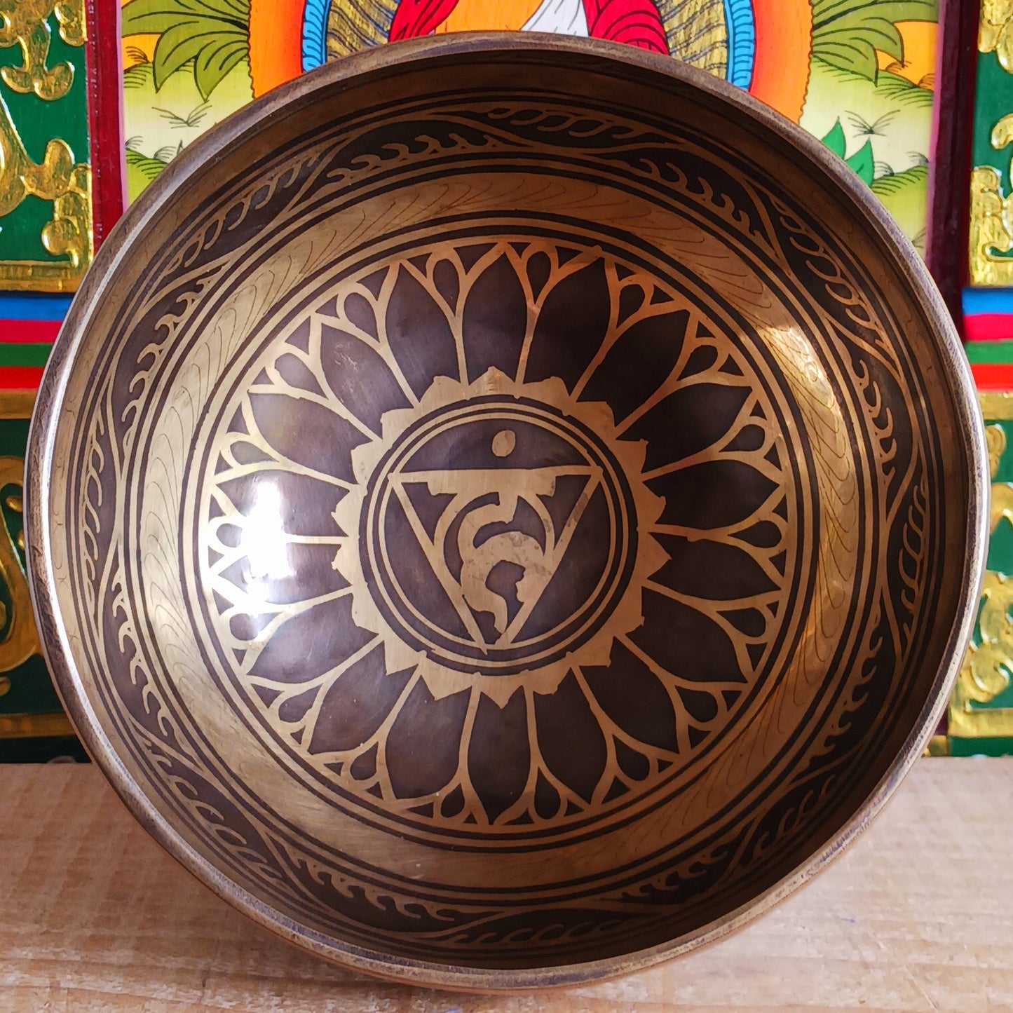 This beautifully crafted Tibetan Singing Bowl is machine made and delicately etched with the sacred Om Mantra, symbolizing universal connection and inner peace. Each bowl is unique in its artistry and design. Traditionally used for meditation and healing, singing bowls help restore harmony between body, mind, and soul.