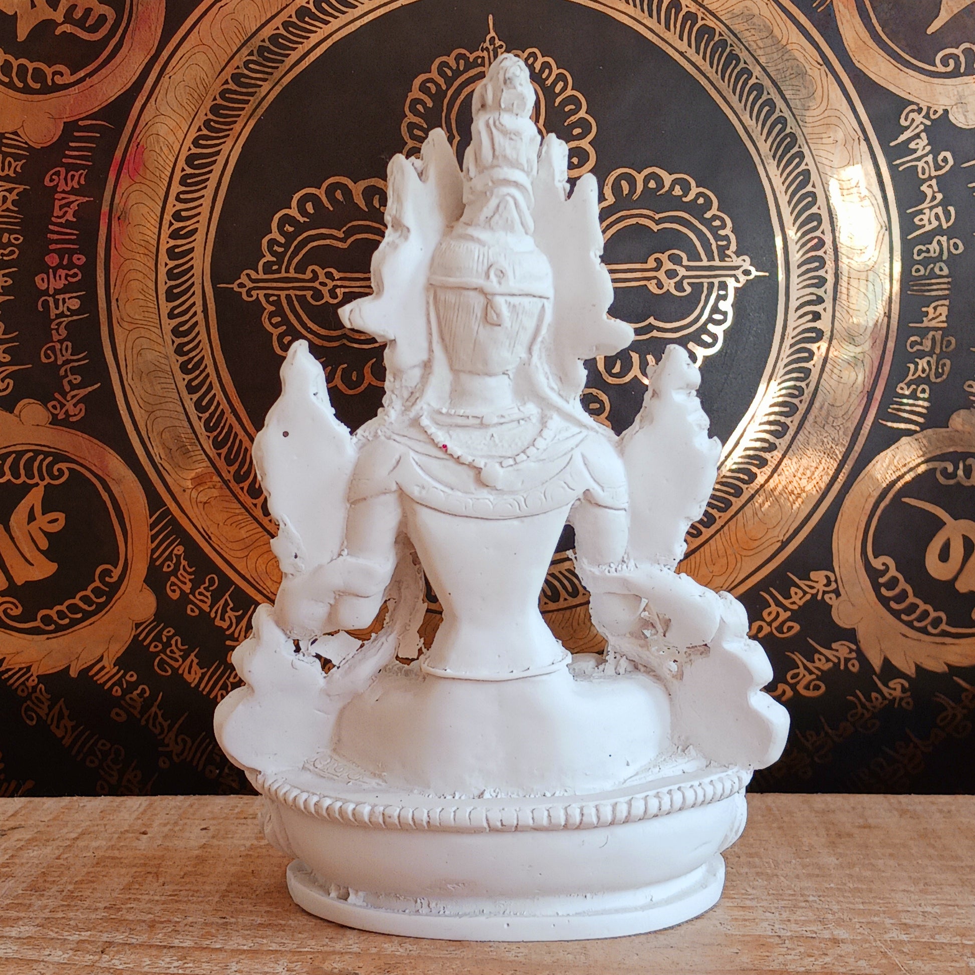 White Tara statue handcrafted in Nepal. A serene symbol of compassion, healing, and long life. Perfect for your altar, home, or spiritual gifts.