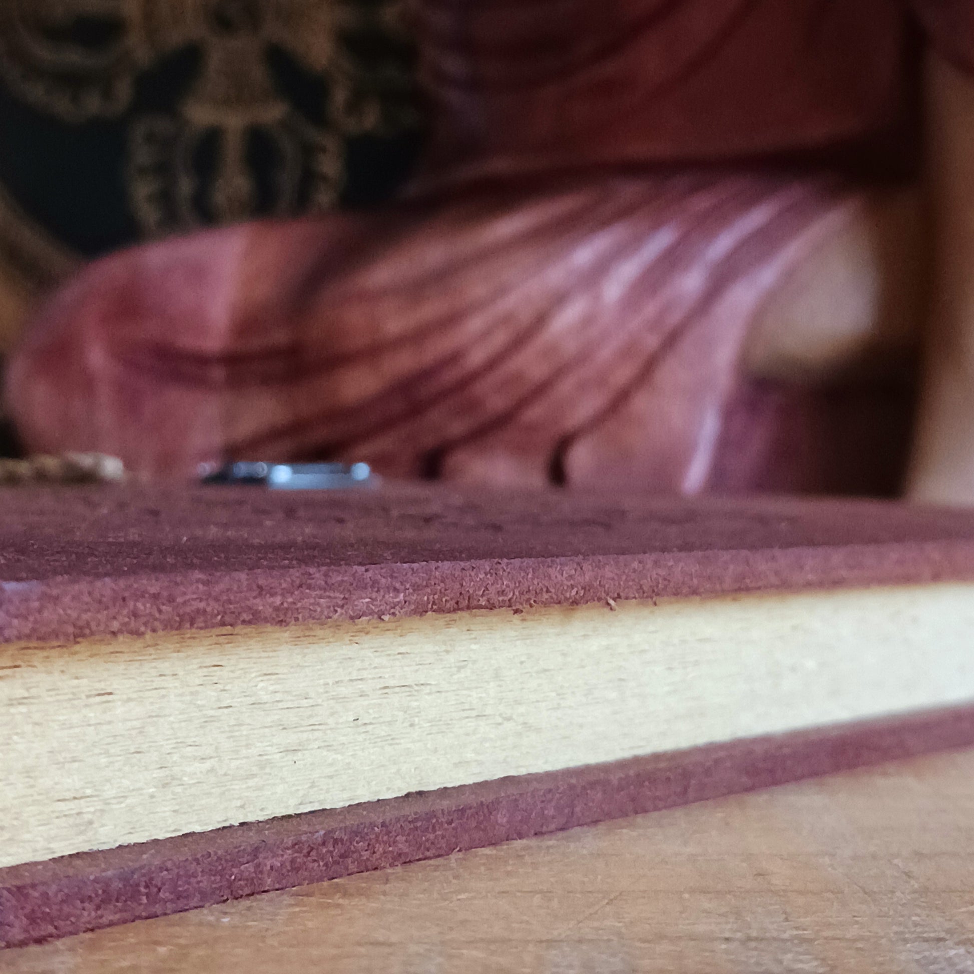 Capture your thoughts, ideas, and inspirations in this beautifully crafted hard-covered notebook. Featuring a hinged design and filled with eco-friendly recycled Lokta paper, it’s perfect for jotting down notes on the go. Each notebook is elegantly engraved with the Om symbol on the front cover, adding a touch of mindfulness and serenity to your writing. Ideal for journaling, sketching, or as a thoughtful gift for loved ones.