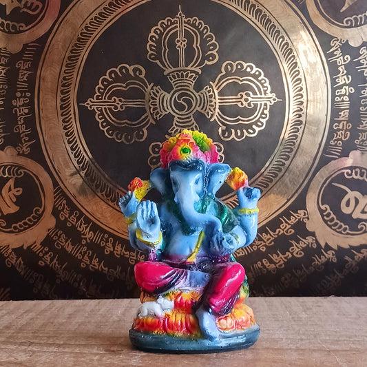 Bring a touch of divine energy and cultural beauty into your home with this 11.5cm Lord Ganesha statue, expertly crafted from high-quality resin. Each figurine is hand-painted in vibrant, eye-catching colours, capturing the warm, uplifting presence of the beloved elephant-headed deity.
