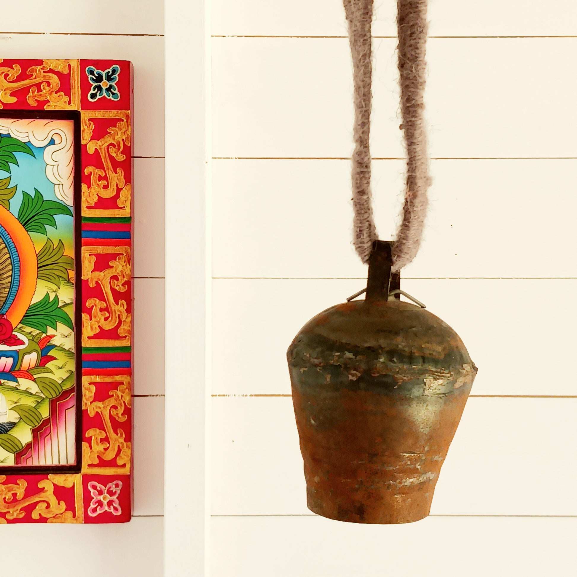Bring the authentic charm of the Himalayas into your home with this handcrafted Nepalese Yak Bell. Traditionally used by yak herders in Nepal and Tibet, these distinctive bells were hung around the necks of yaks to help locate animals grazing across mountainous landscapes.