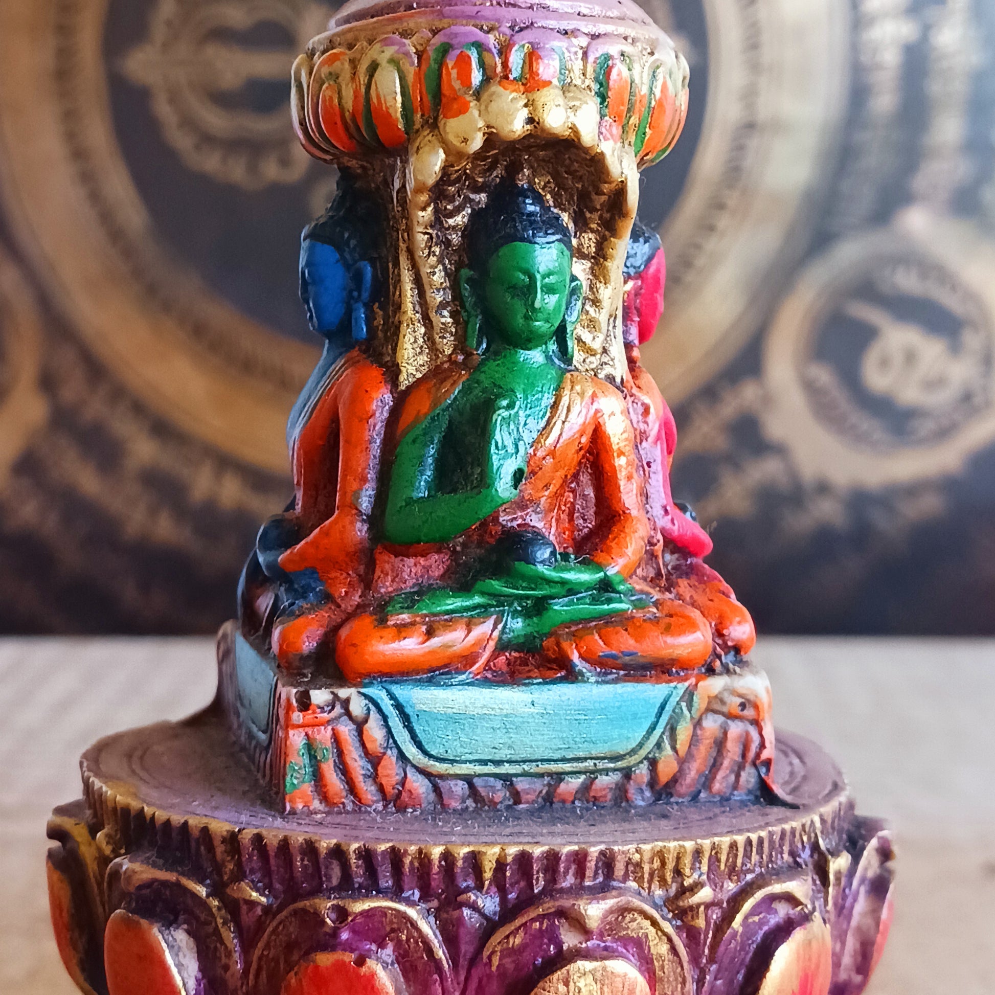 Bring serenity and spiritual symbolism into your space with this unique hand-painted Meditating Buddha Resin Stupa. Crafted with exquisite attention to detail, each piece is adorned in vibrant, uplifting colours that highlight its sacred design.