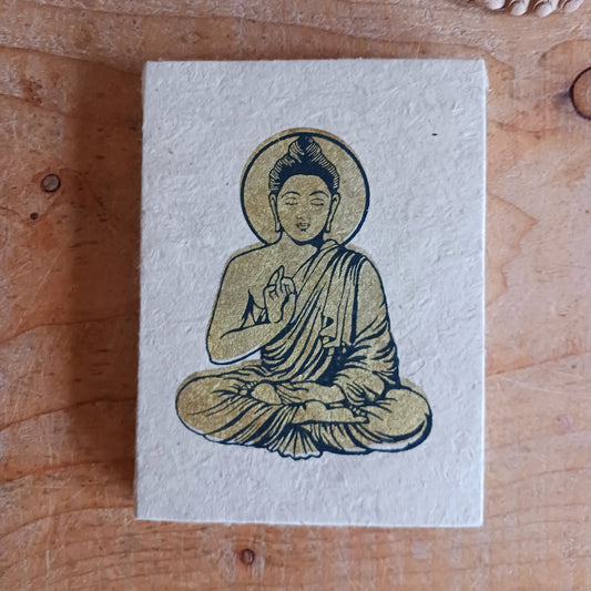 Discover the charm of Himalayan craftsmanship with our Decorated Buddha Notebooks, handcrafted from authentic Lokta paper. Lokta paper making is a centuries-old tradition from the high-altitude forests of Nepal, where the fast-growing Lokta bush regenerates quickly, making it an eco-friendly, sustainable resource.