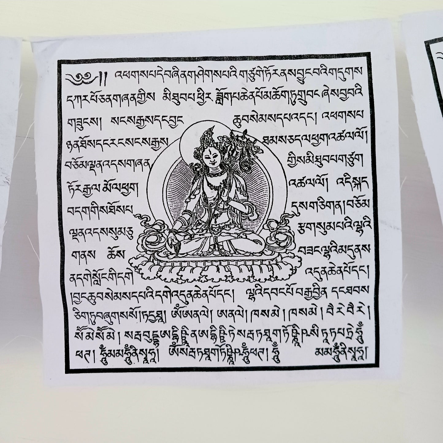 Experience the soothing and healing energy of White Tara with our White Tara Mantra Prayer Flags. Each flag features the sacred White Tara mantra, invoking compassion, healing, and spiritual well-being. Hang them in your home, meditation space, or garden, and let the gentle flutter of the flags carry the transformative vibrations of White Tara, spreading blessings and positive energy.