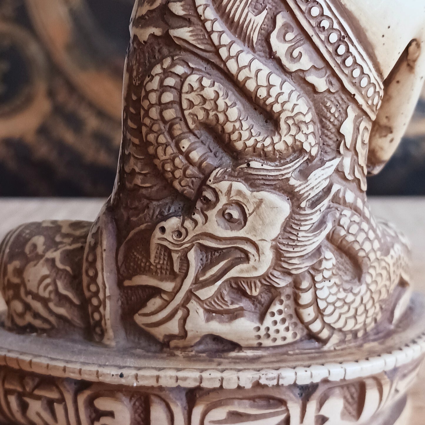 Bring serenity and protection into your space with this exquisite Buddha Amogasiddhi statue. Handcrafted with intricate detailing, this statue represents one of the Five Dhyani Buddhas, embodying the Wisdom of Unfailing Accomplishment.