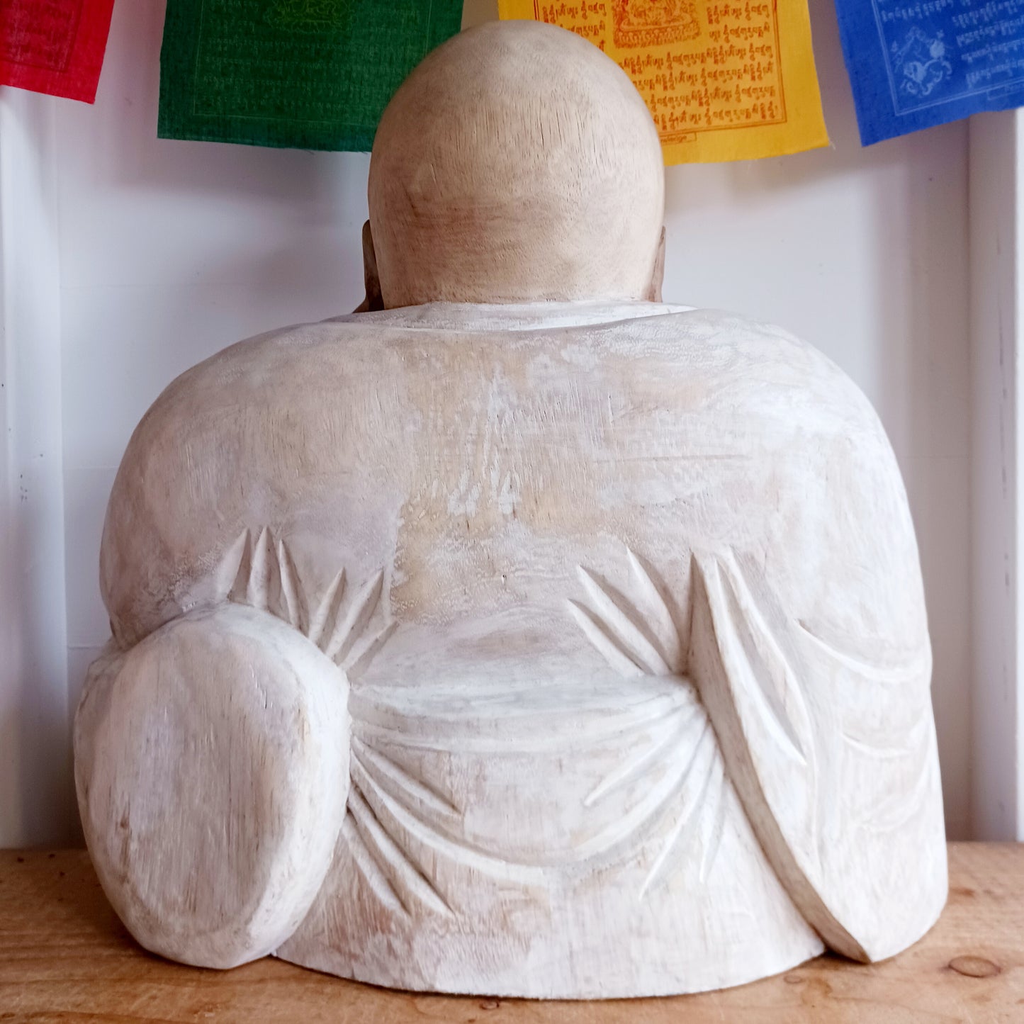 Bring warmth, joy, and calm into your space with this stunning Large Hand-Carved Happy Buddha Statue. Each piece is patiently sculpted by skilled artisans using traditional tools, a process that can take weeks and gives every curve and detail its distinctive character.