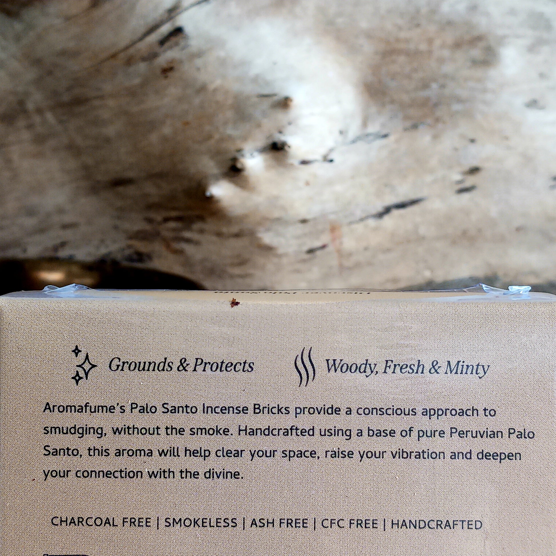 Aromafume Palo Santo Incense Bricks are a natural, non-toxic incense designed for use with a compatible incense diffuser. Infused with the sacred aroma of palo santo, known as “holy wood,” this incense releases a warm, woody fragrance with soft citrus undertones when gently heated.
