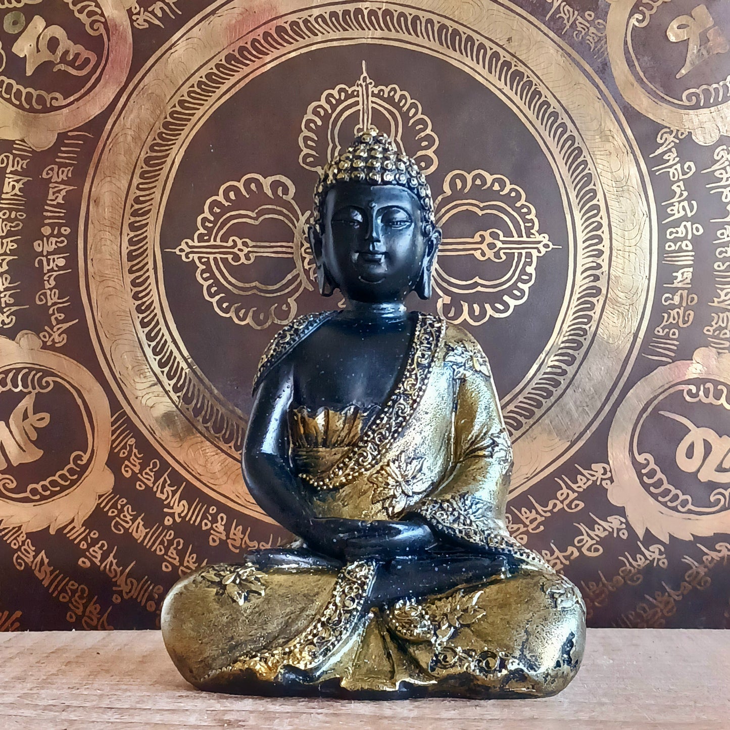 Bring peace, mindfulness, and timeless beauty into your space with this Thai style Buddha statue, featuring a vintage-inspired finish and the sacred Dhyana Mudra—the hand gesture of meditation.