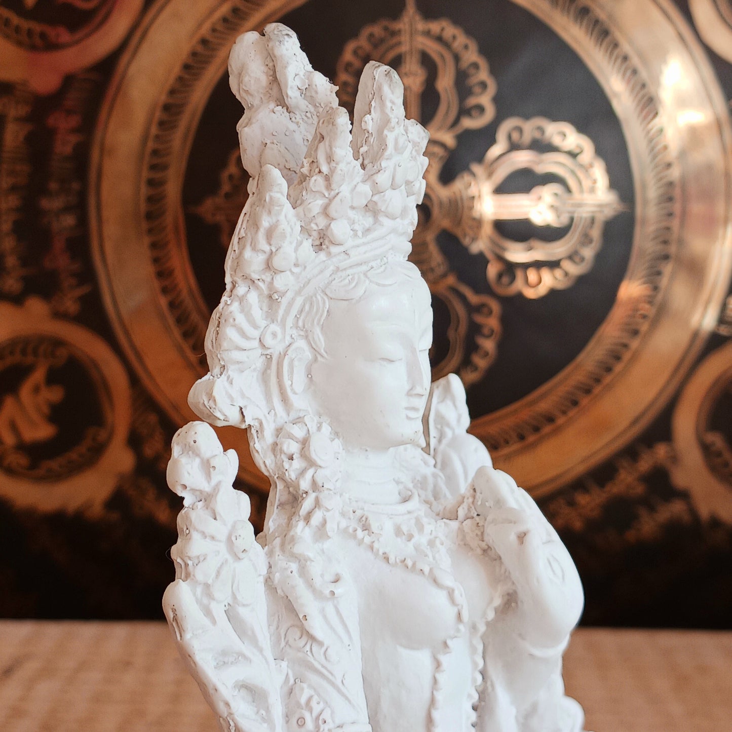 White Tara statue handcrafted in Nepal. A serene symbol of compassion, healing, and long life. Perfect for your altar, home, or spiritual gifts.