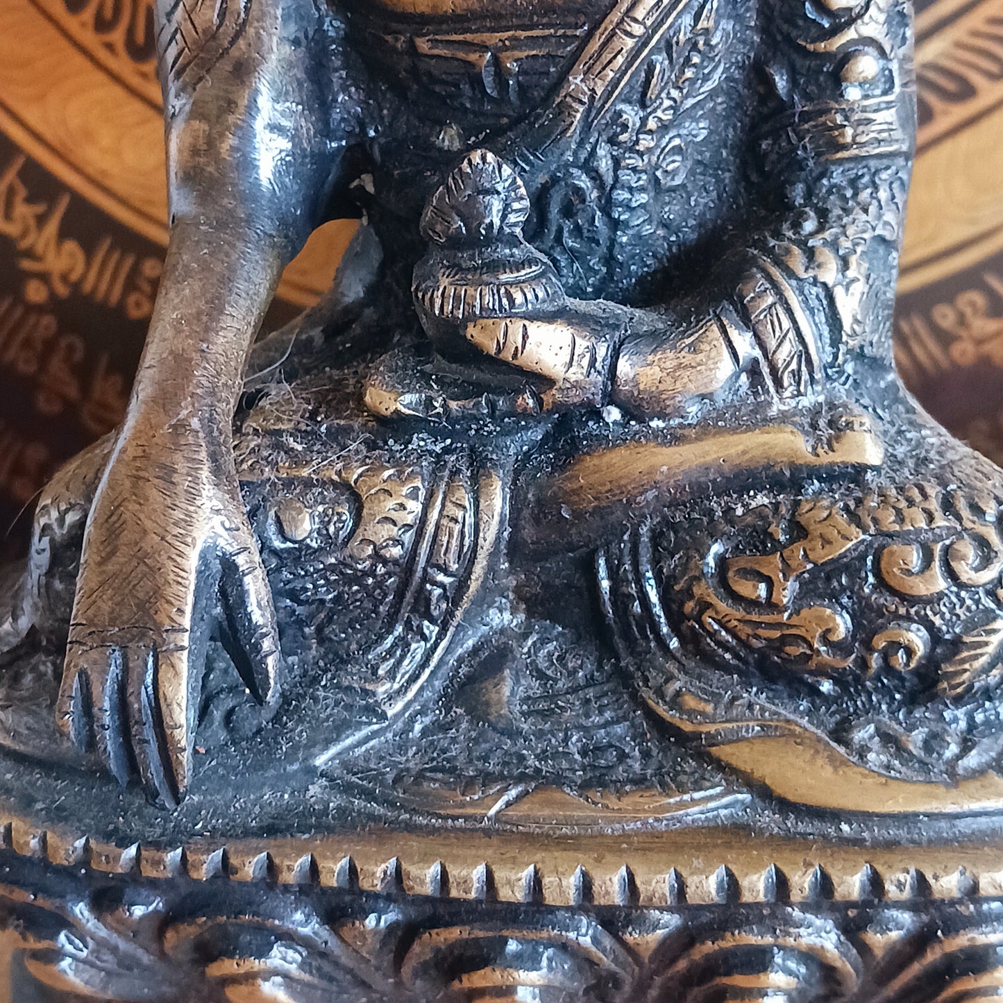 Elevate your spiritual space with this exquisite Akshobya Buddha statue, expertly cast in heavy brass and engraved with intricate detail. Representing one of the five Dhyani Buddhas, Akshobya is visualized in blue and associated with the heart chakra, symbolizing the transformation of anger and sadness into love and compassion.